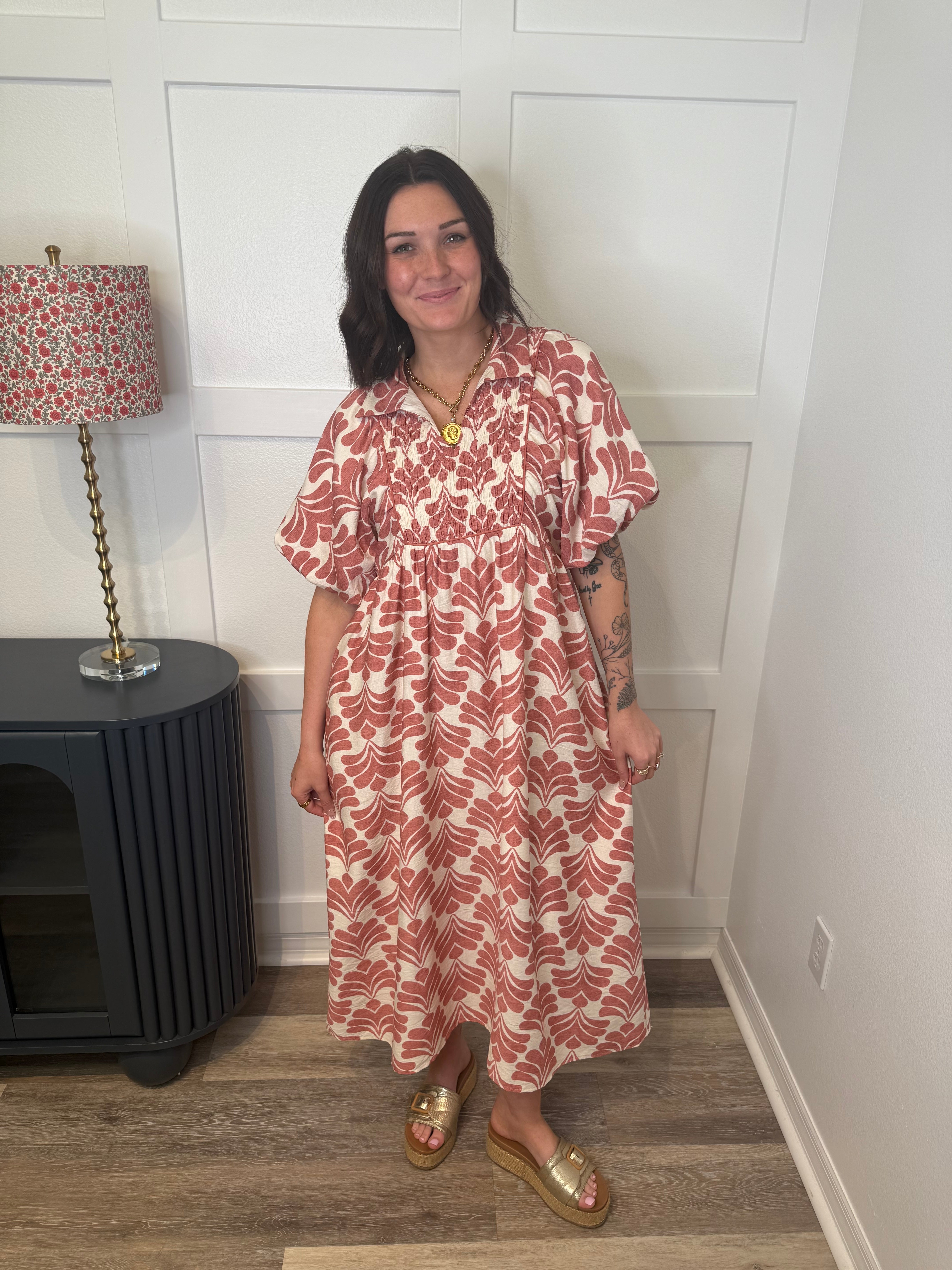 Mauve Smocked Maxi Dress