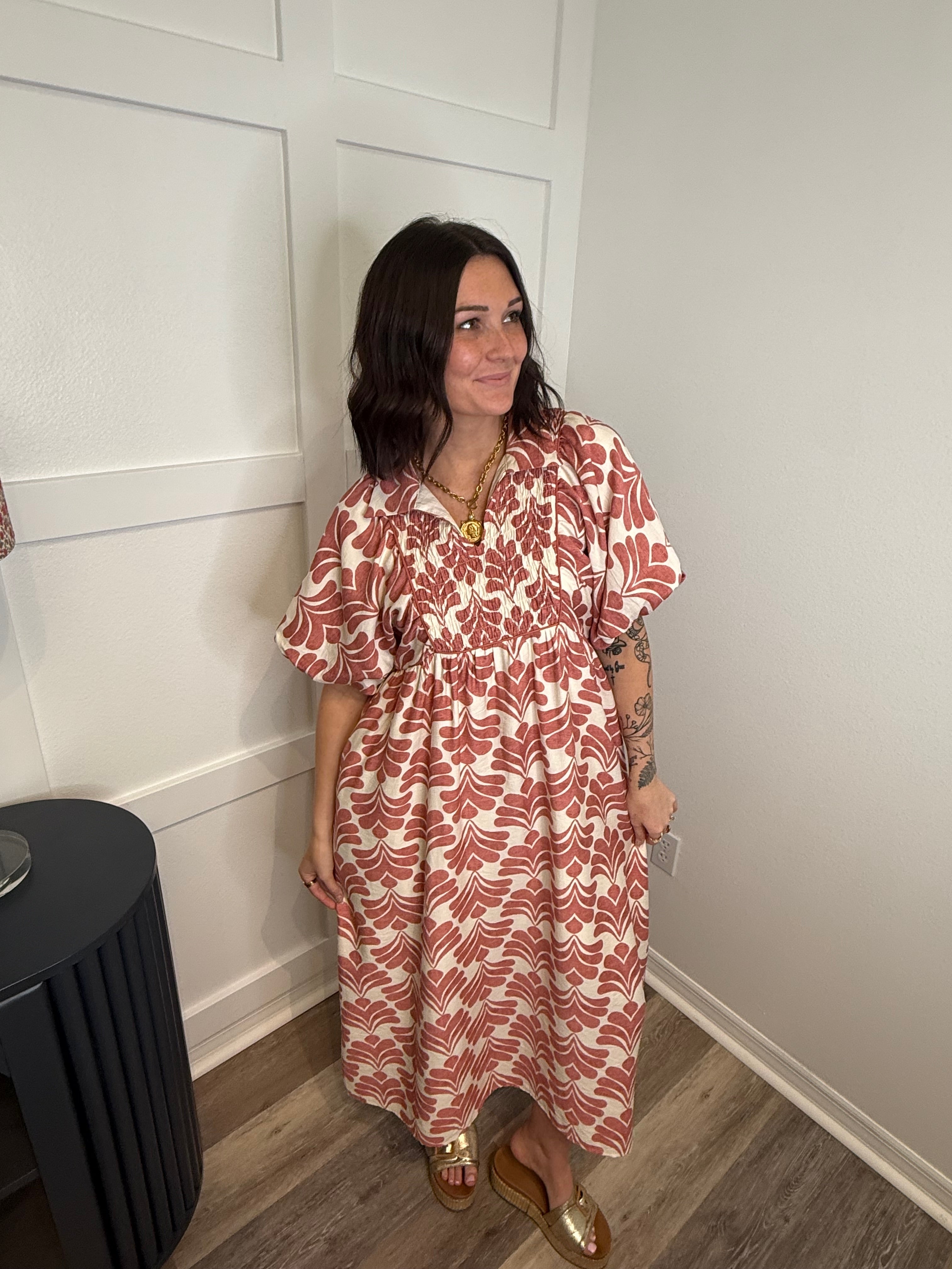 Mauve Smocked Maxi Dress