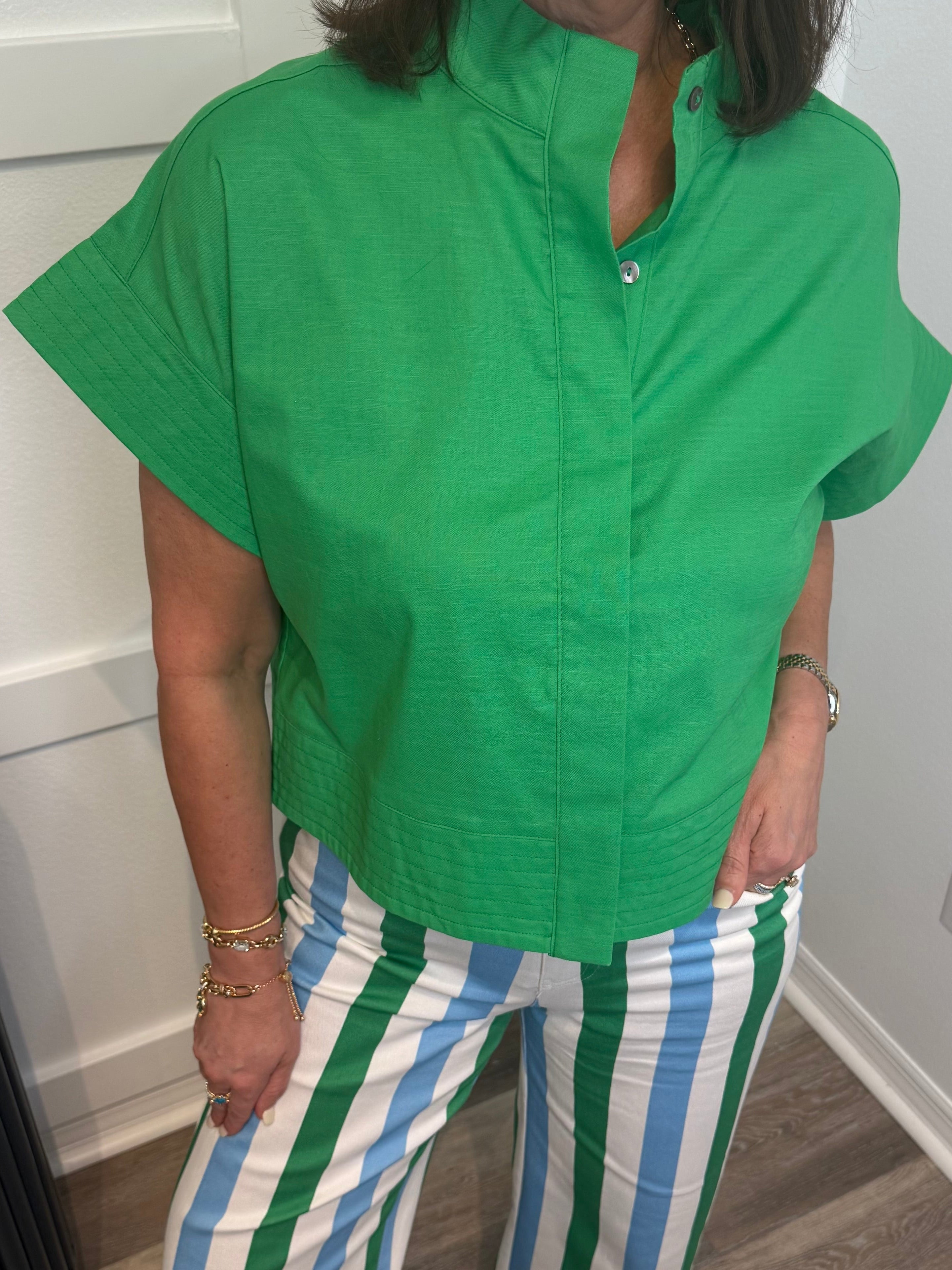 Sassy Collar Button Top