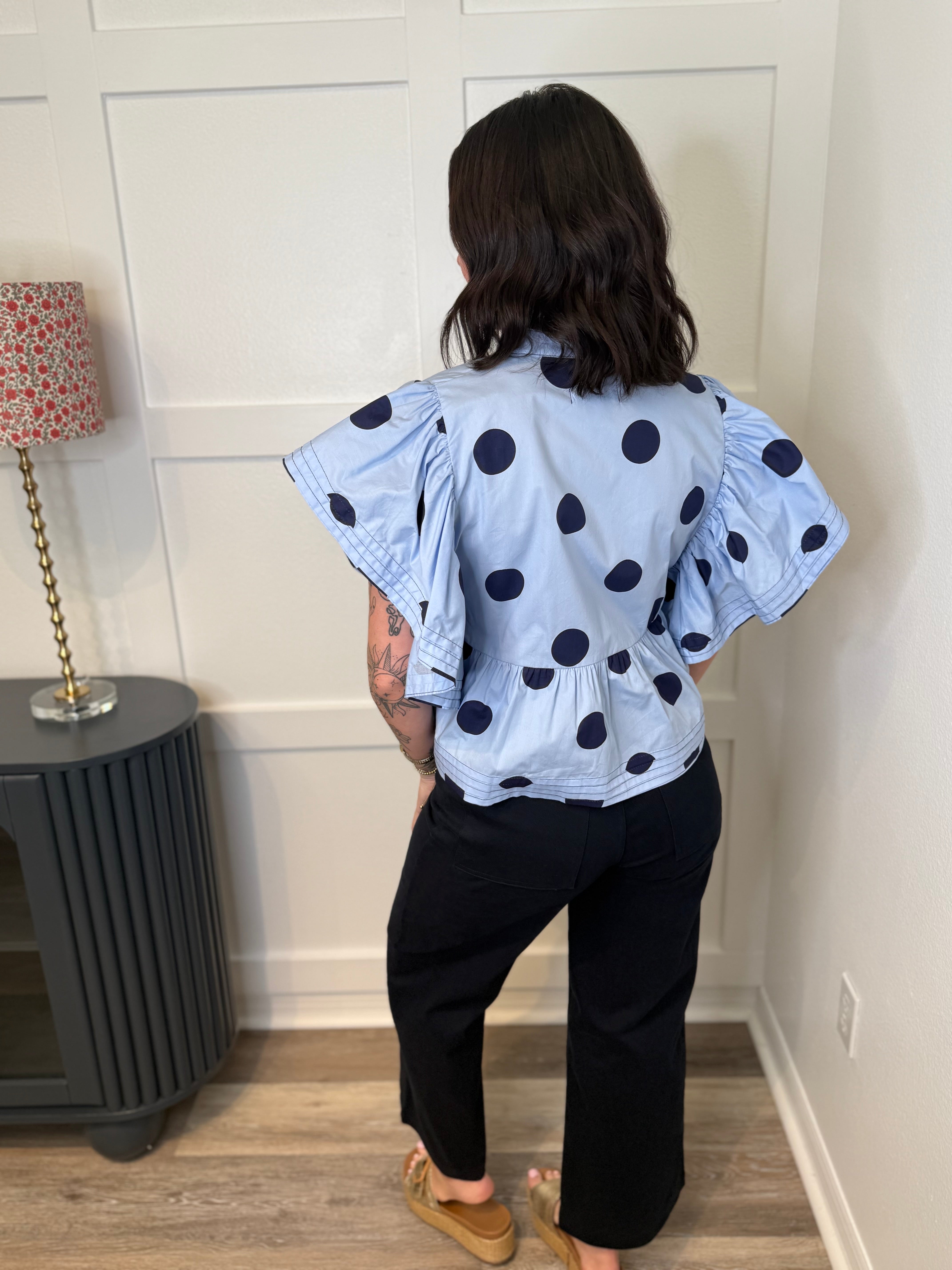 Navy Polka Dot Blouse