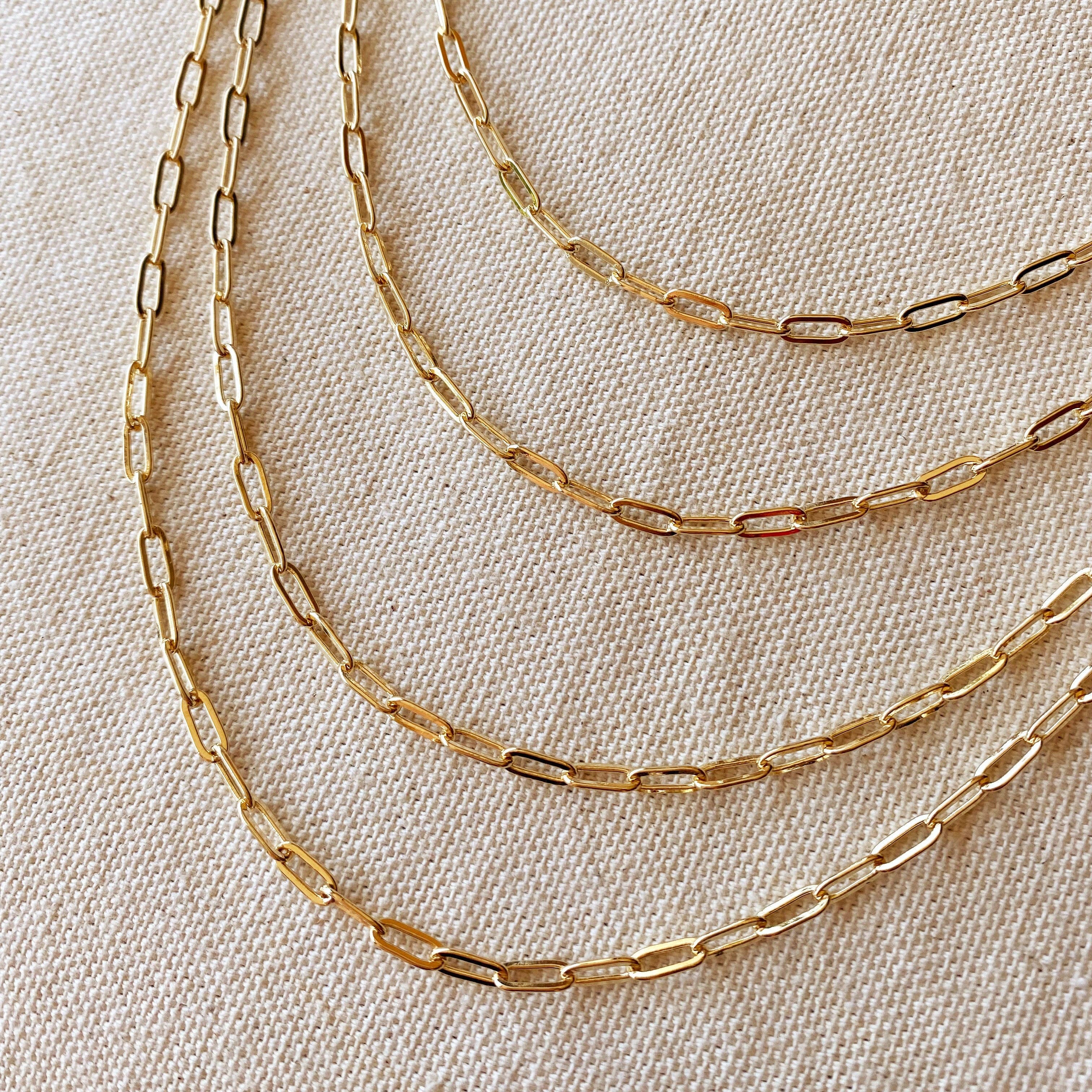 18k Gold Filled Short Link Paperclip Chain