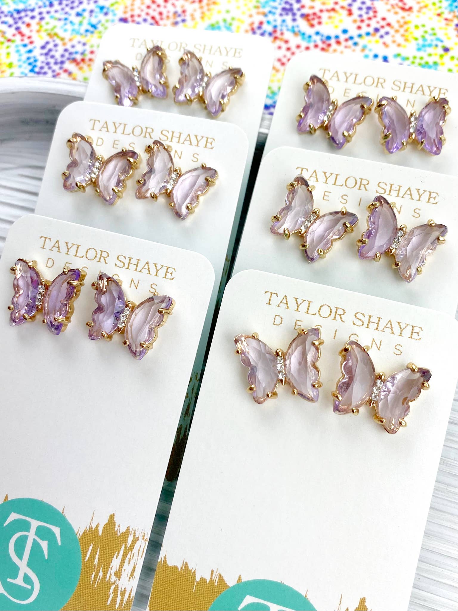 Colorful Crystal Butterfly Studs