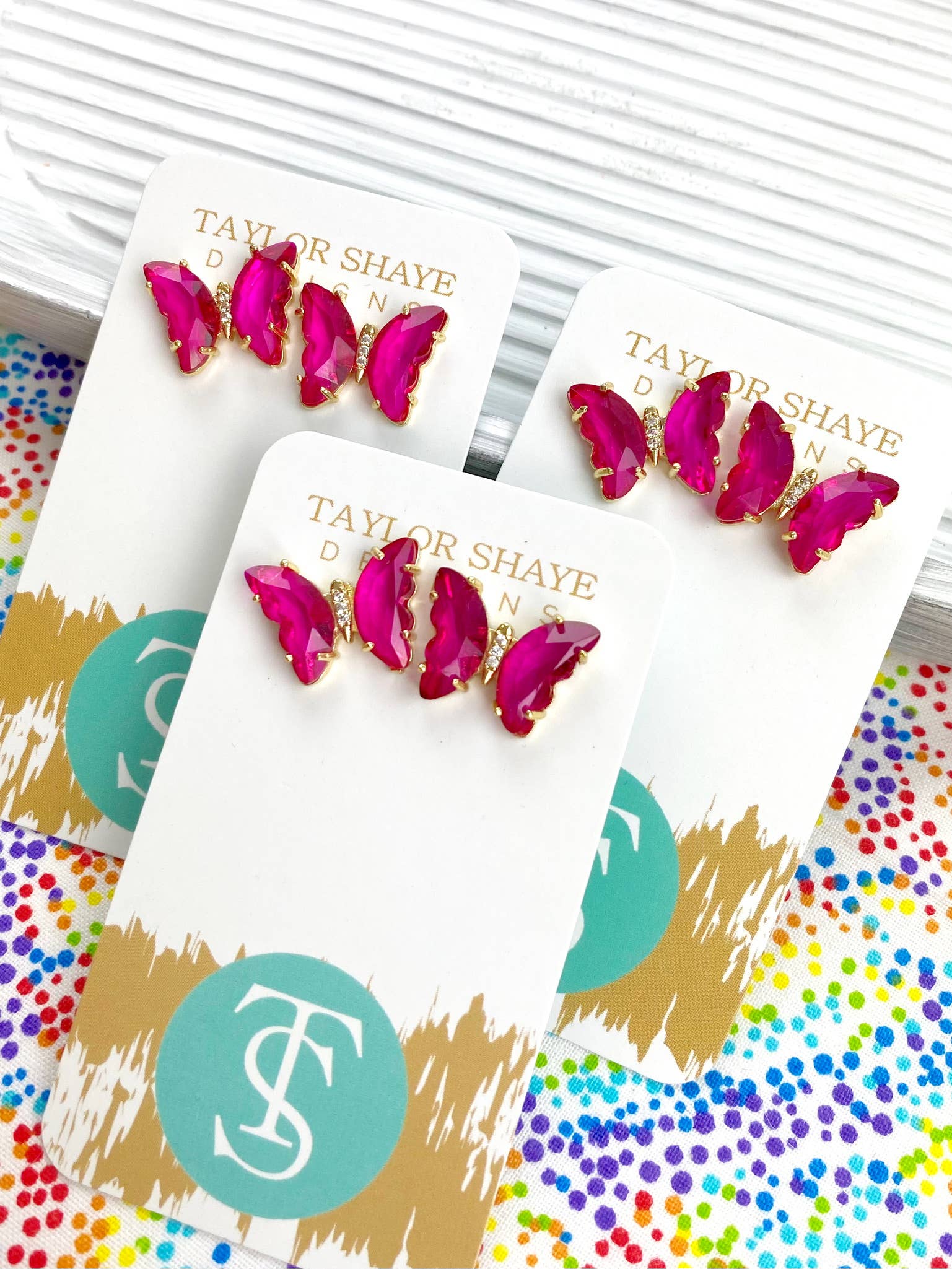 Colorful Crystal Butterfly Studs