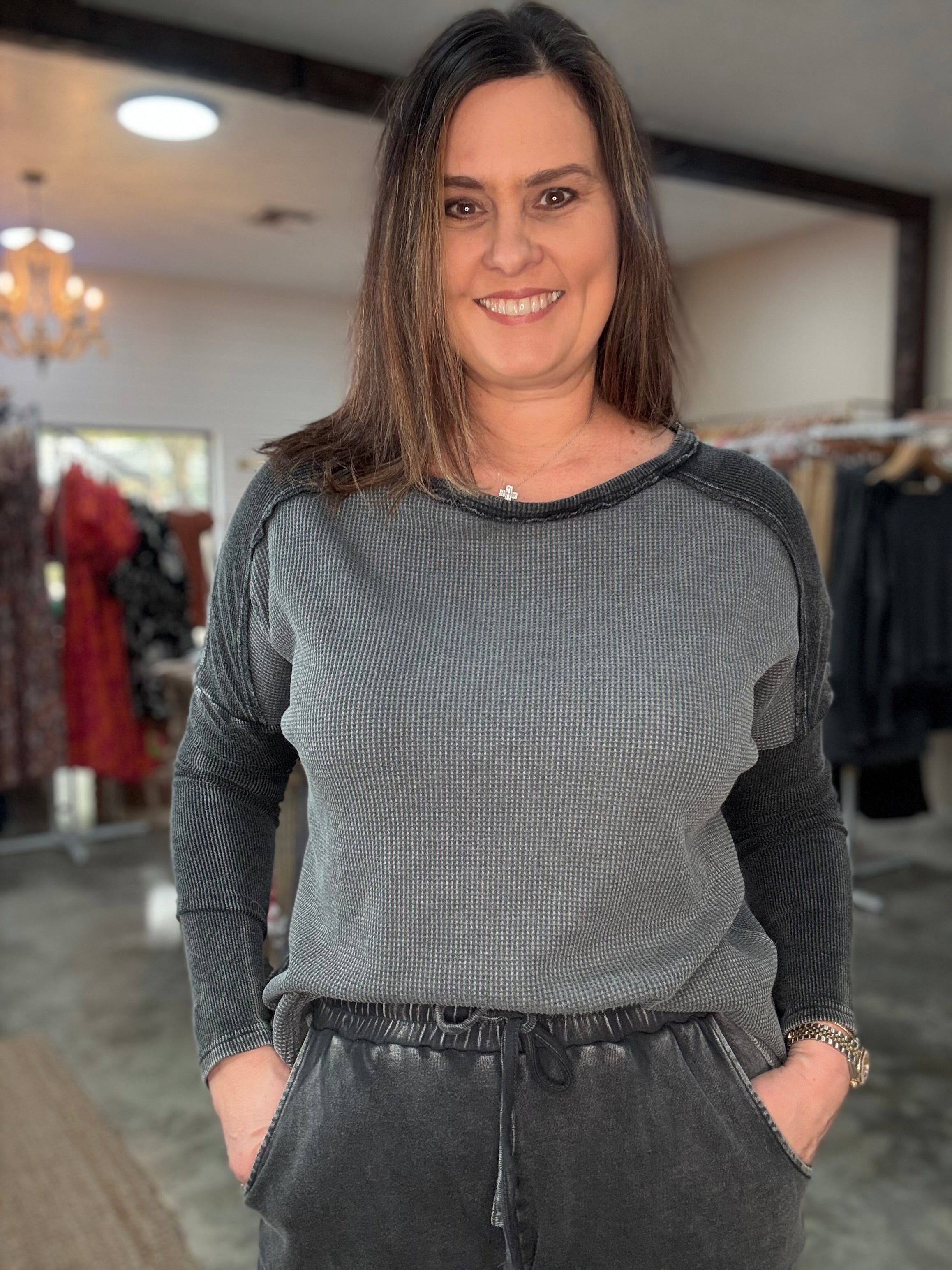 Black Mineral Washed Top