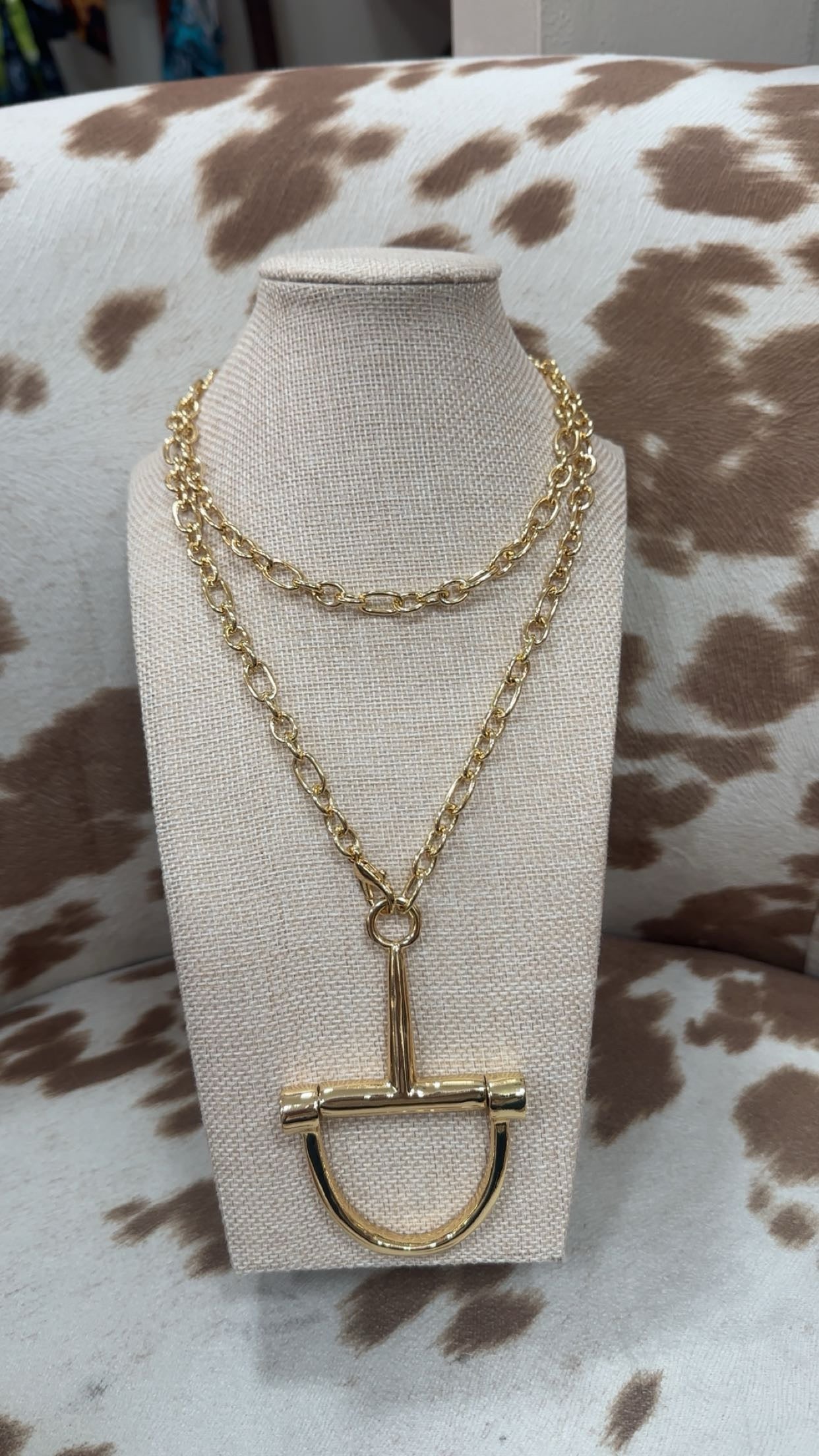 Large Horse Bit Necklace Gold