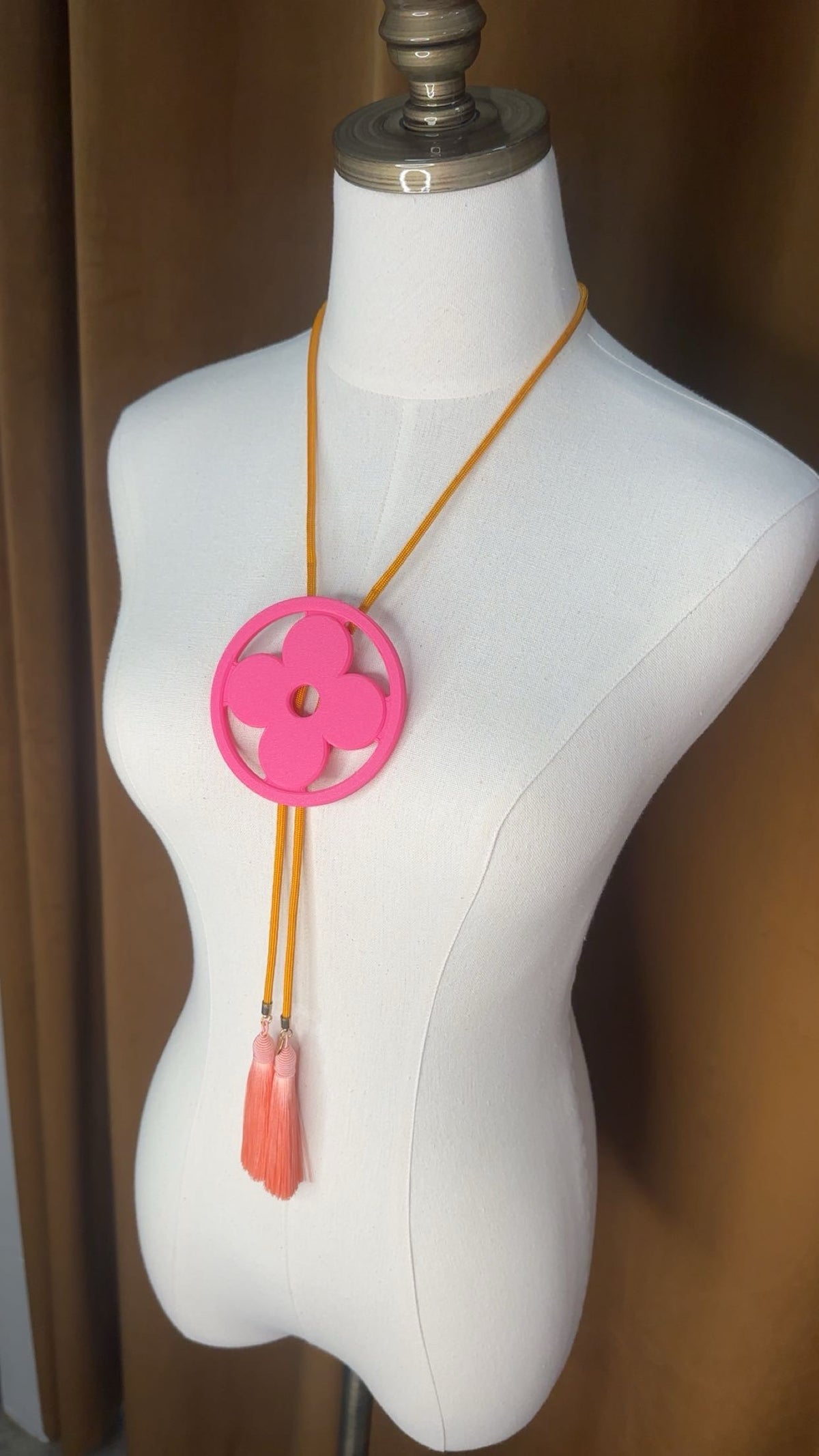 Clover Bolo Flamingo Pink with Golden Yellow & Peach