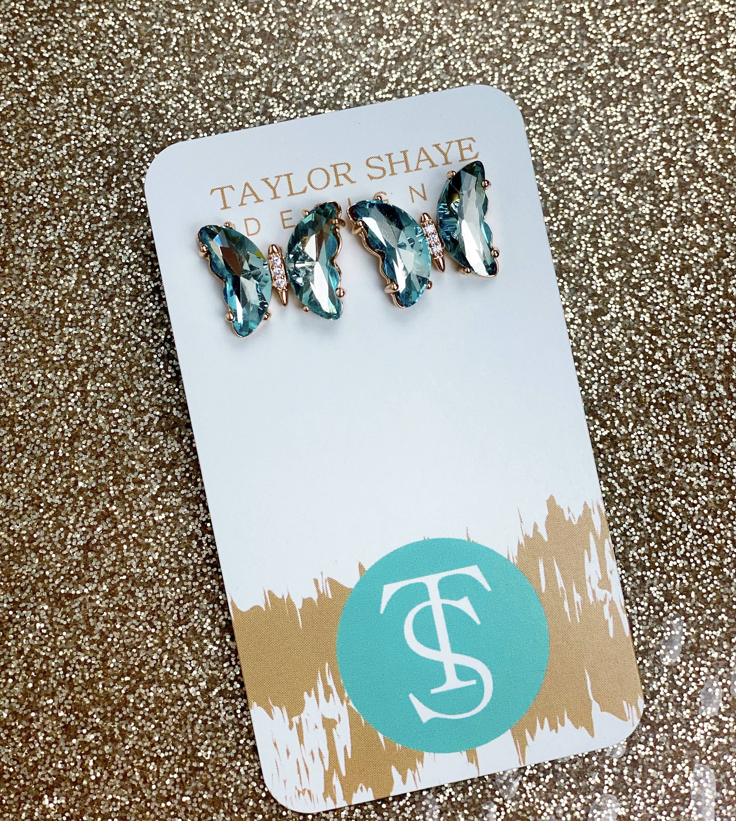 Colorful Crystal Butterfly Studs