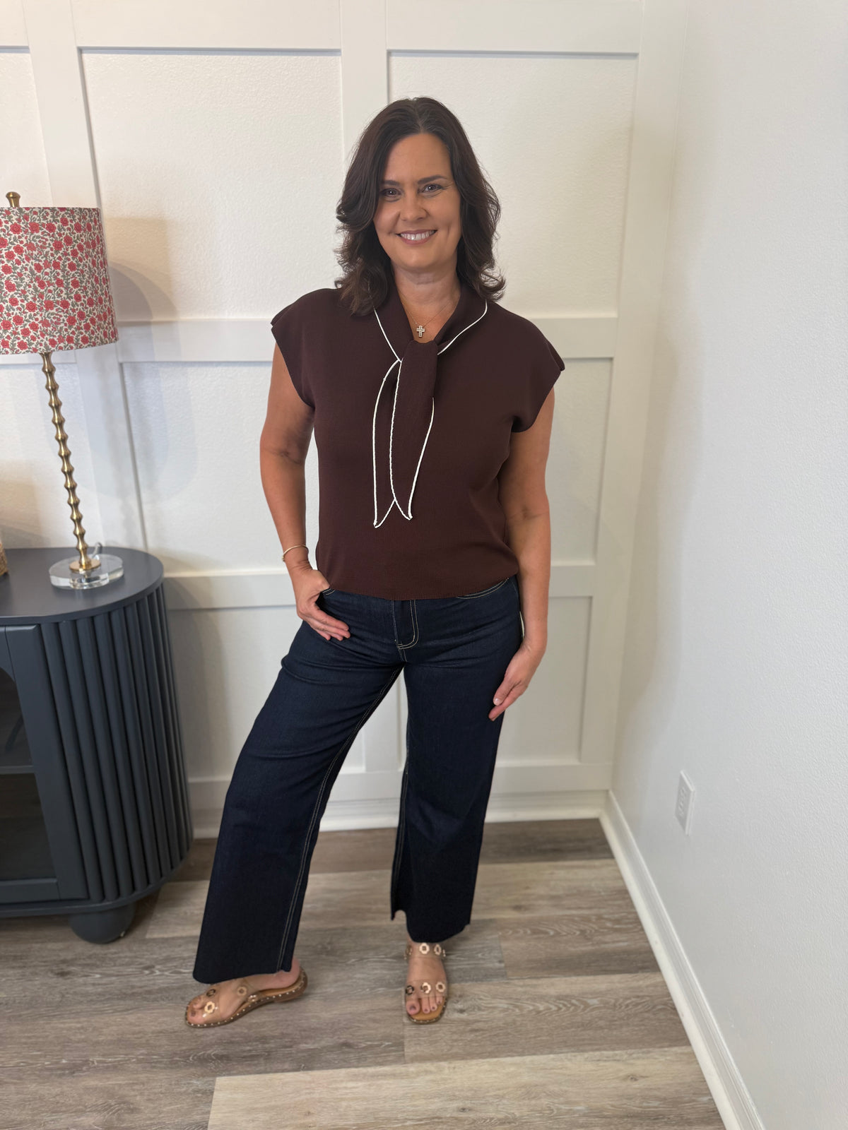 Sleeveless Knit Tie Top