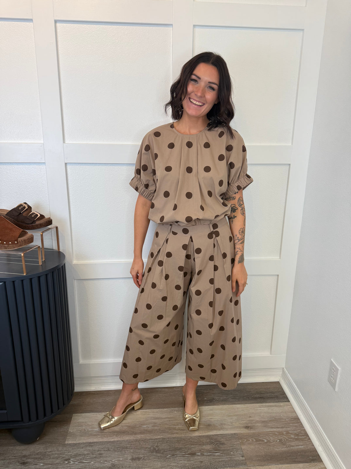 Mocha Polka Dot Pants