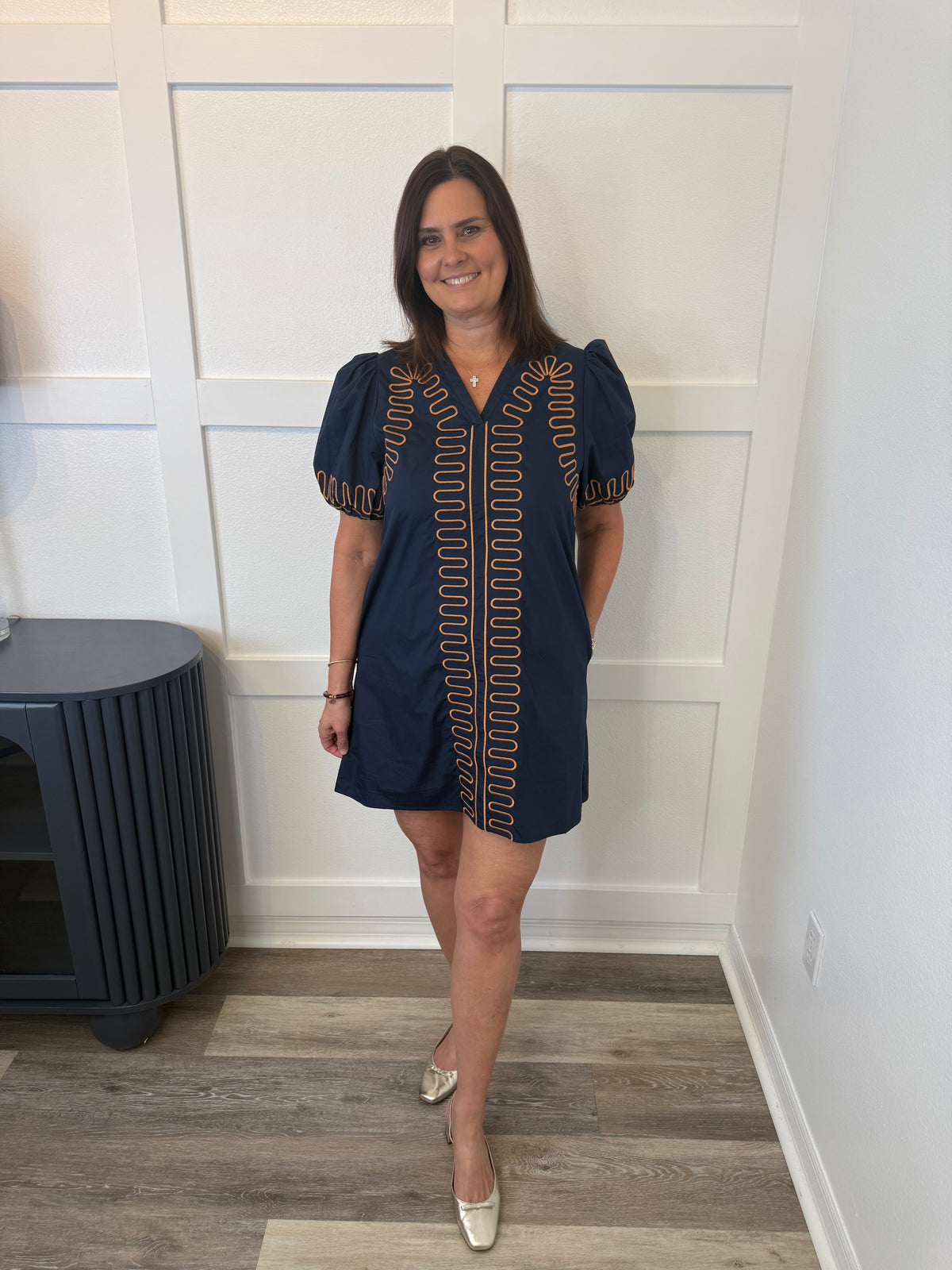 Orange & Navy Statement Dress