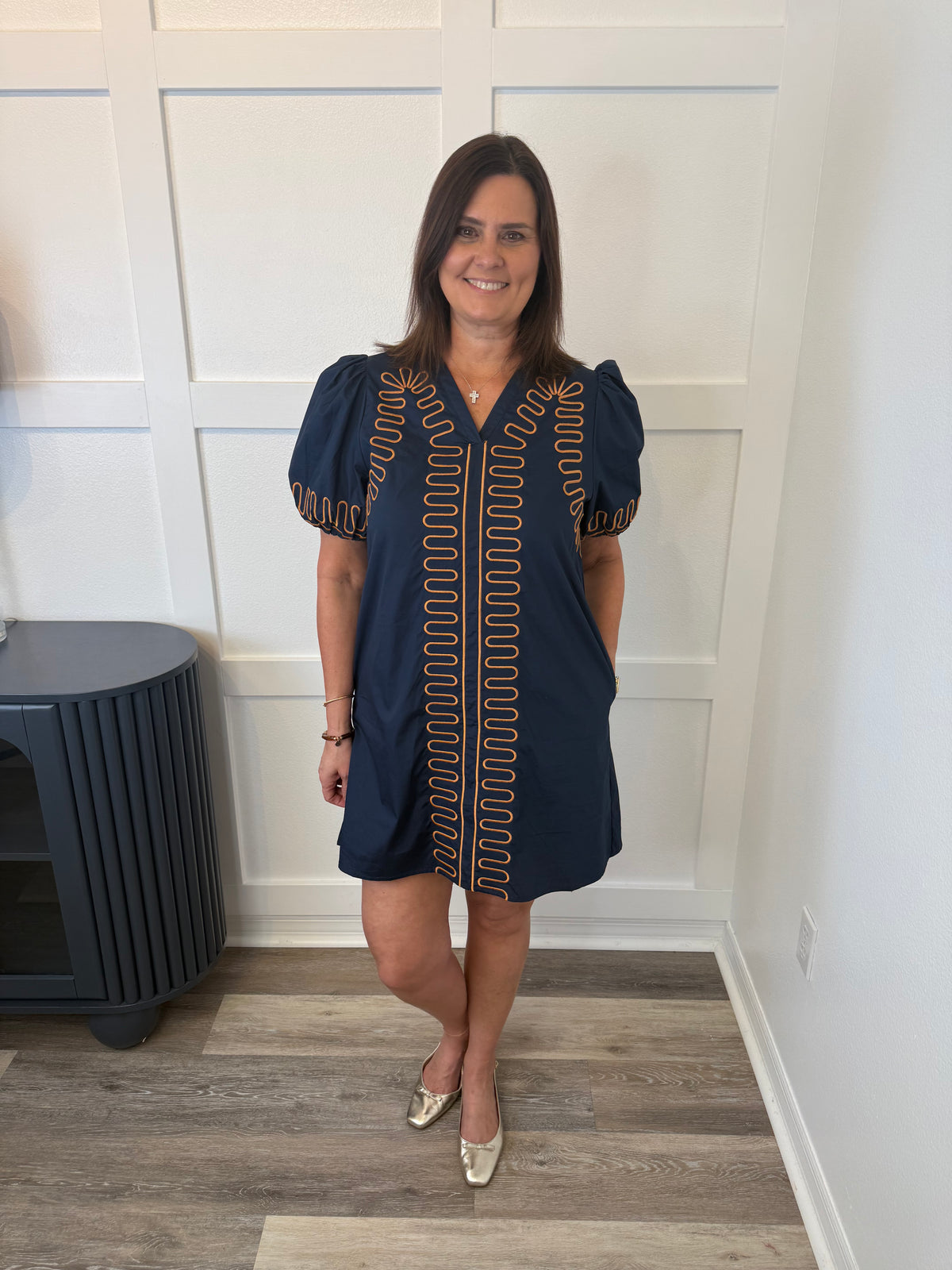 Orange & Navy Statement Dress