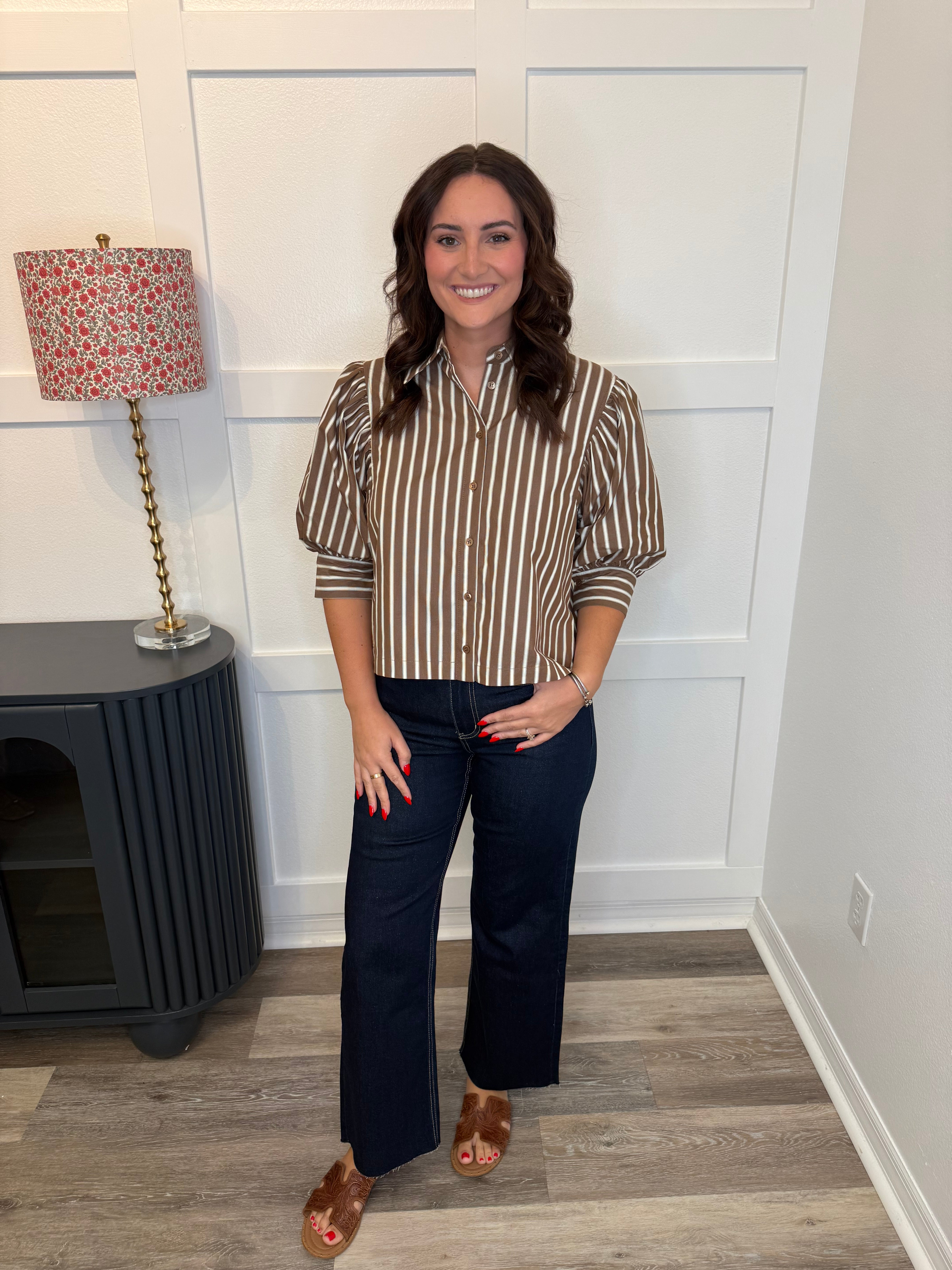 Coco Striped Button Down Top