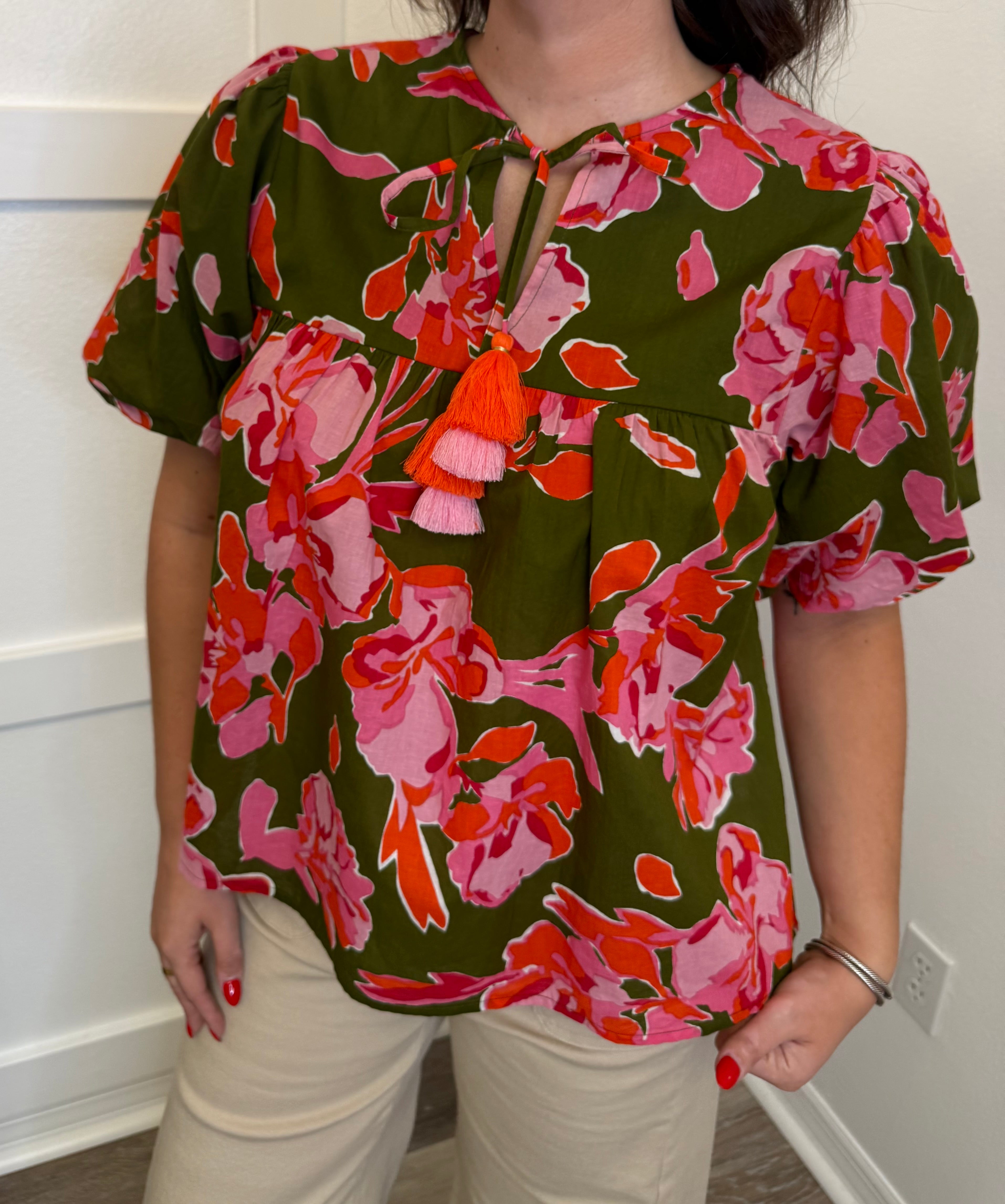 THML Olive Floral Topo
