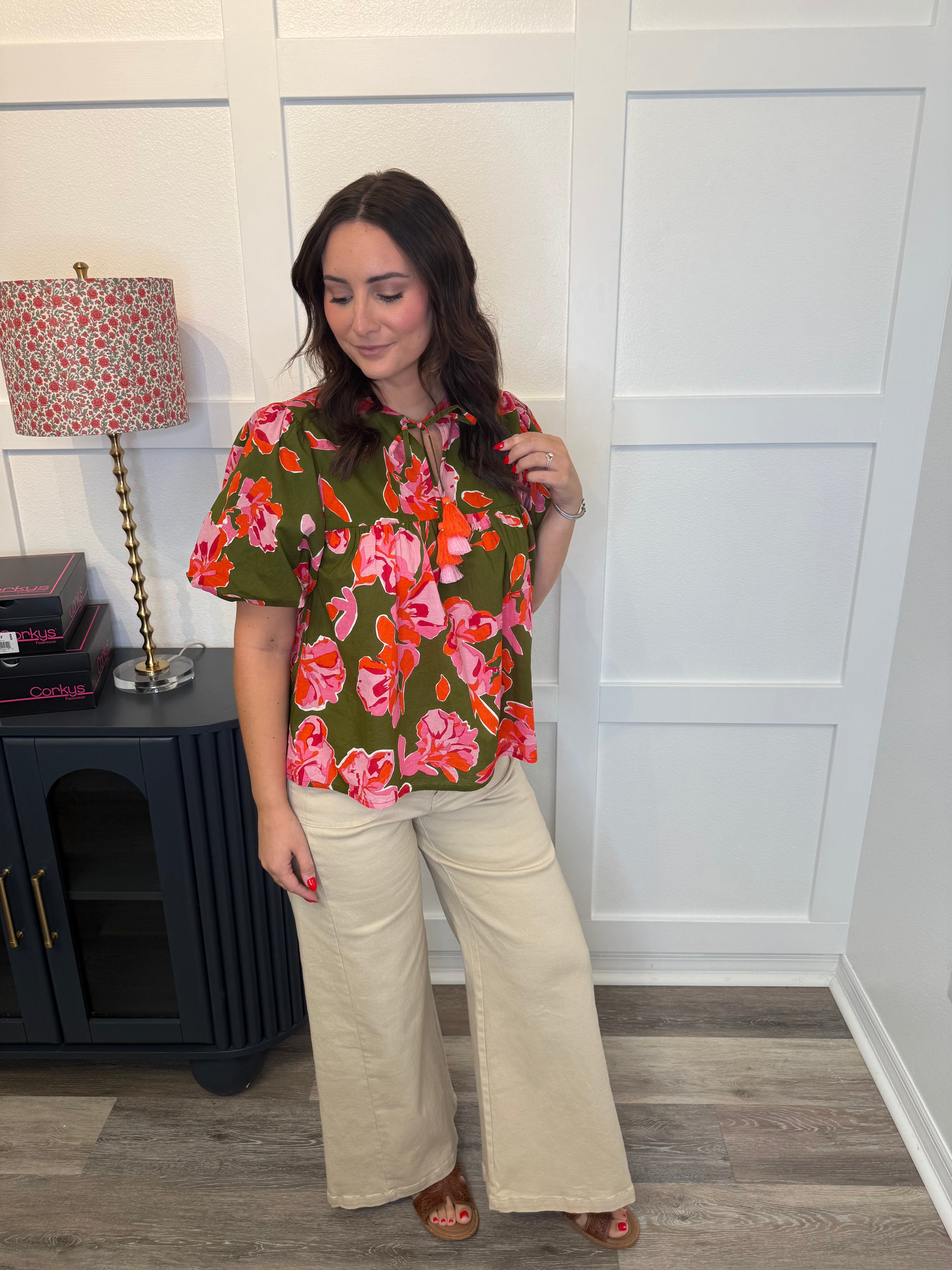 THML Olive Floral Topo