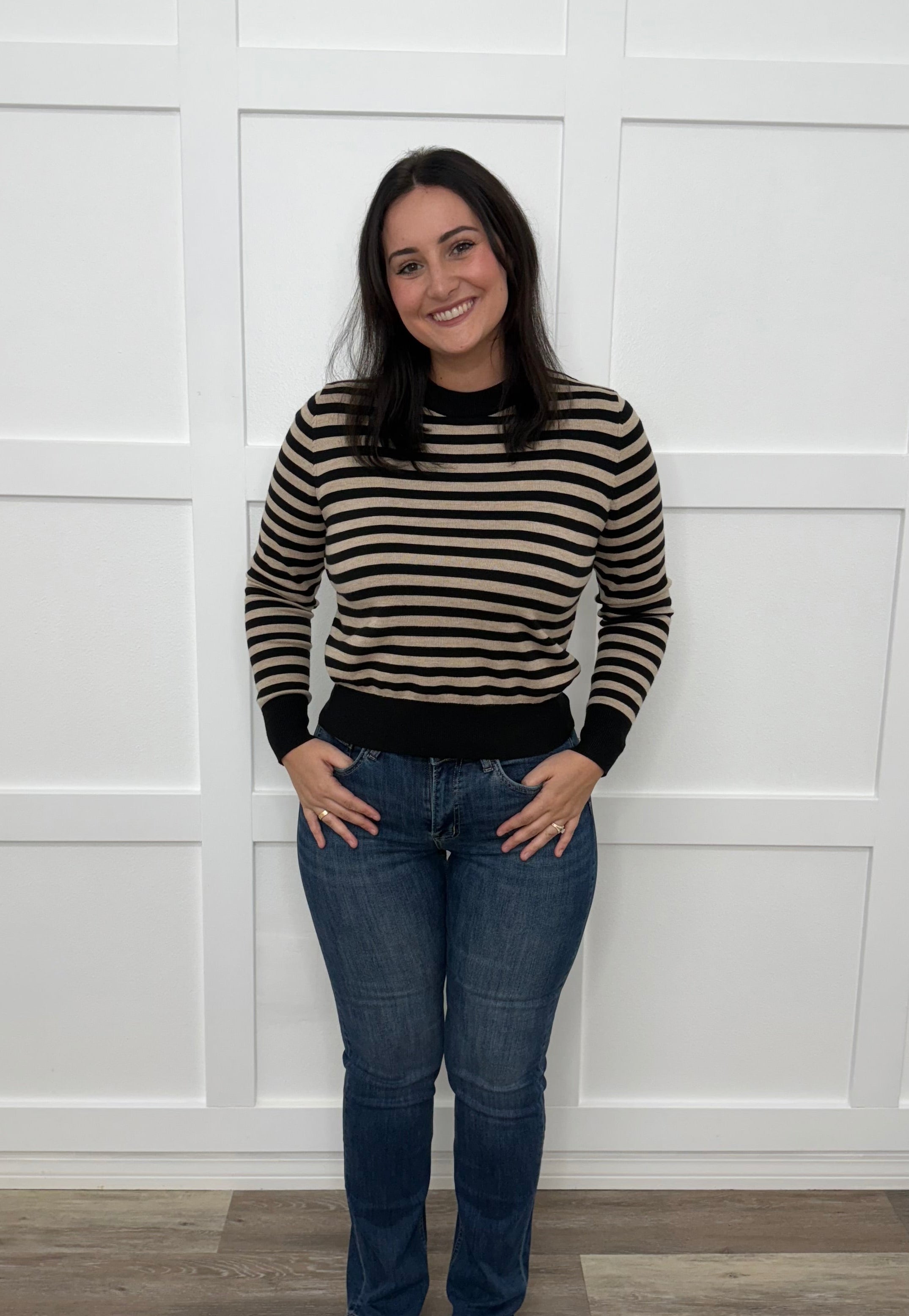 The Black and Taupe Stripe Sweater