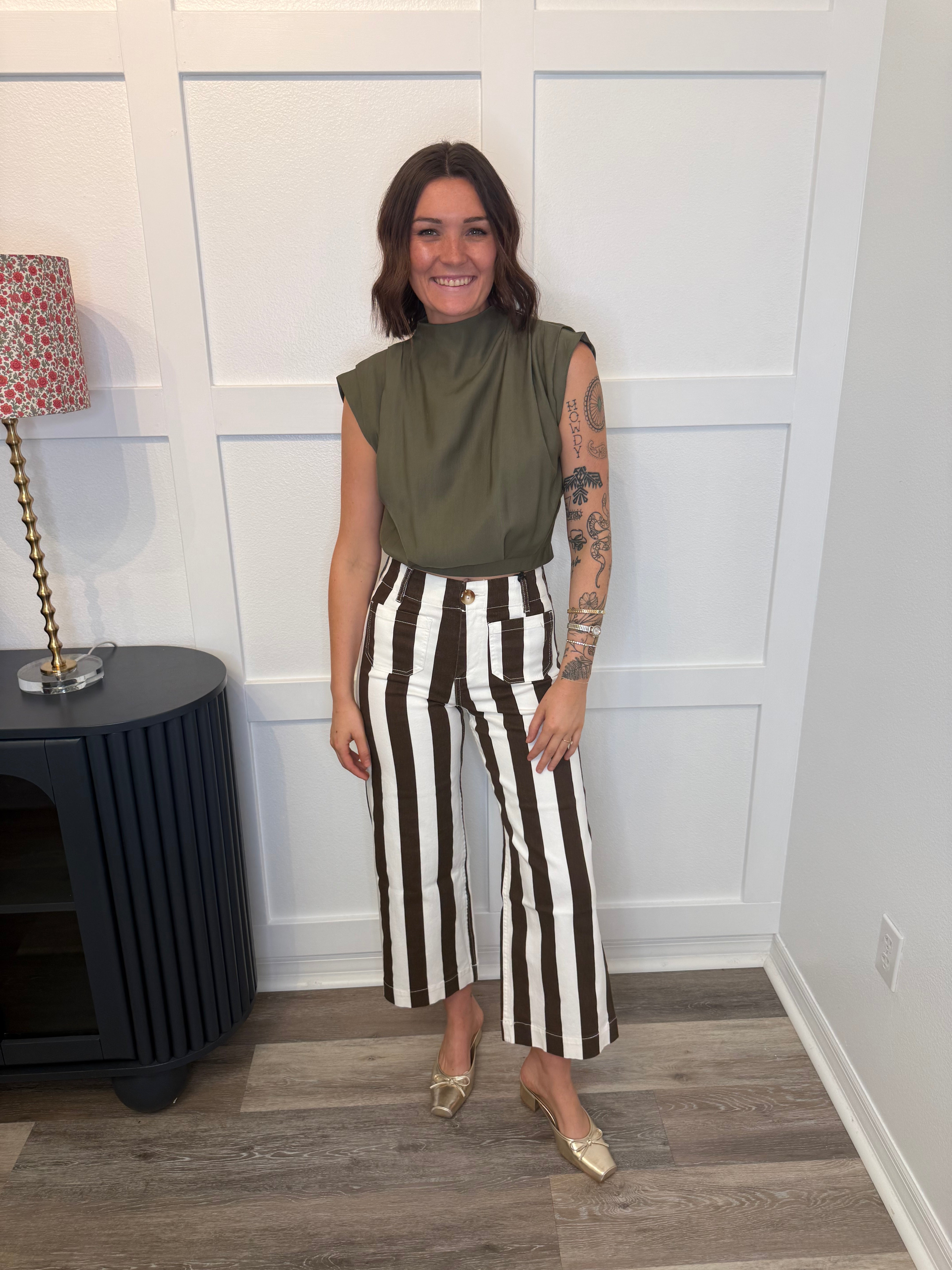 Pleated High Neck Top