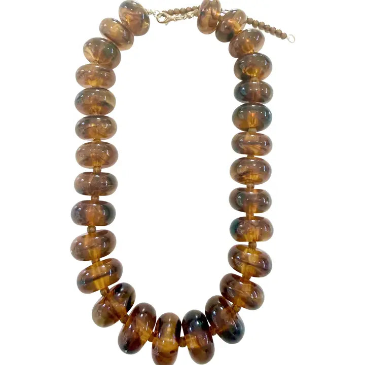 Marlan Chunky Beaded Necklace Tortoise