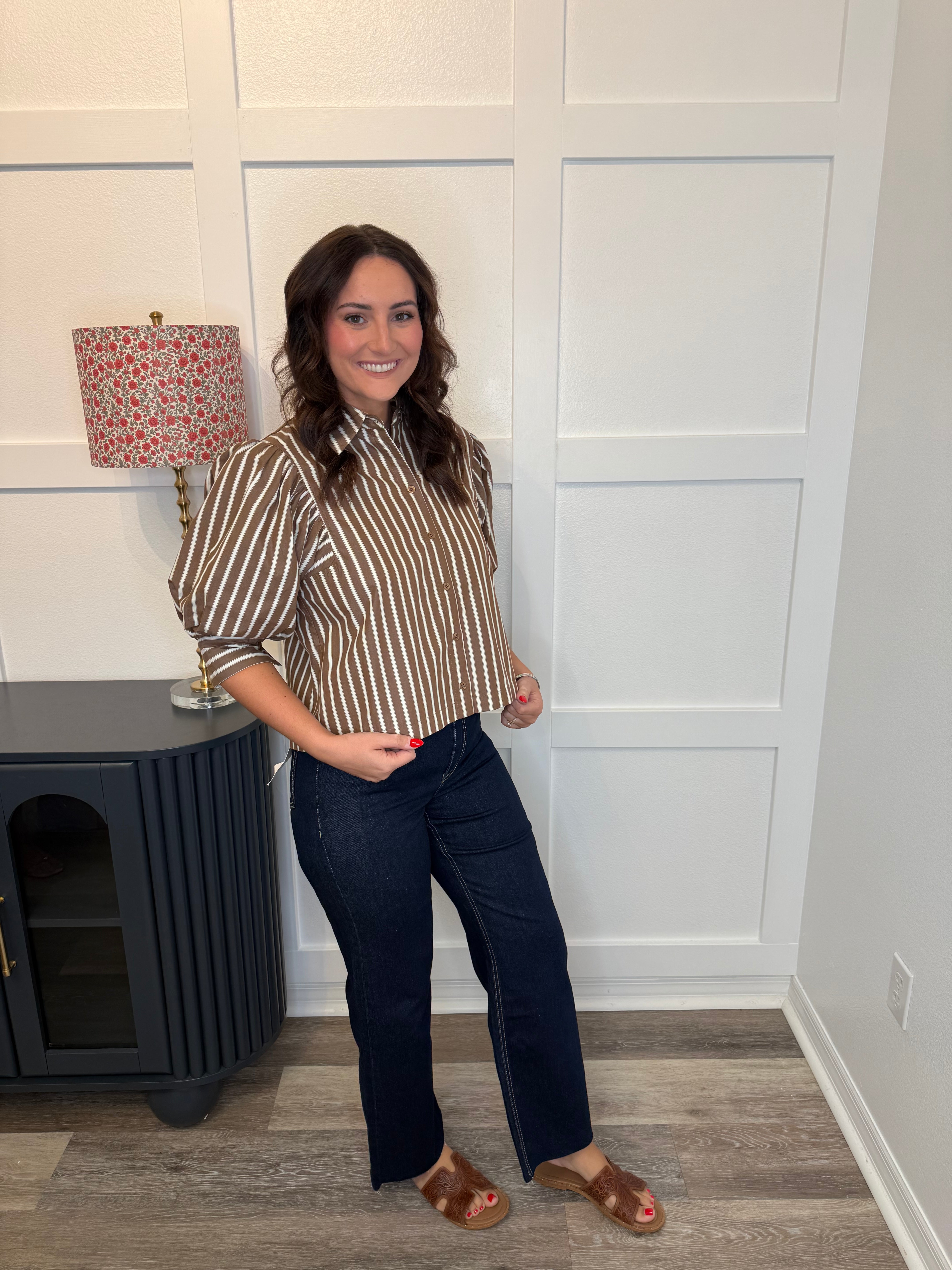Coco Striped Button Down Top