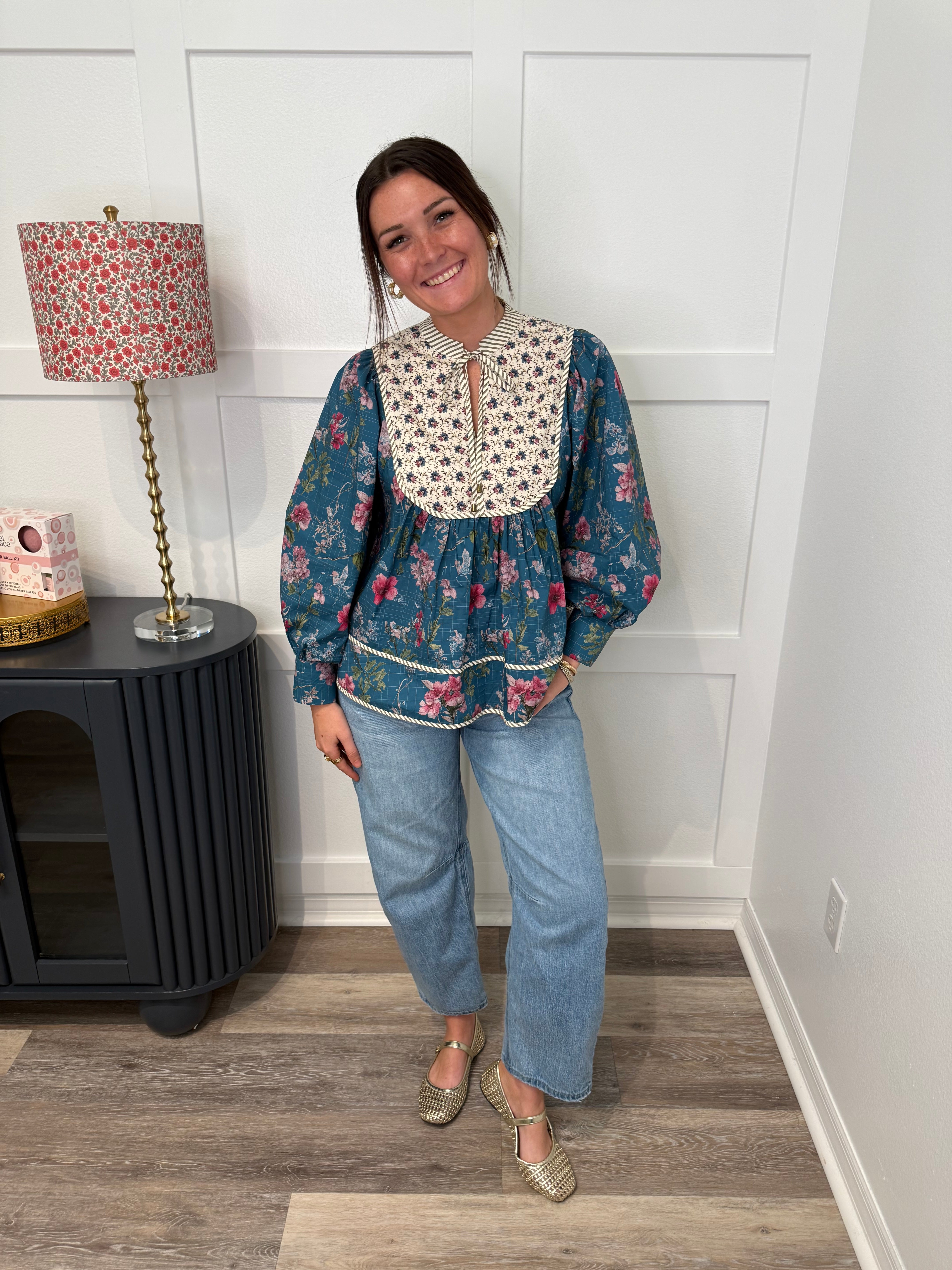 Teal Grace Floral Top