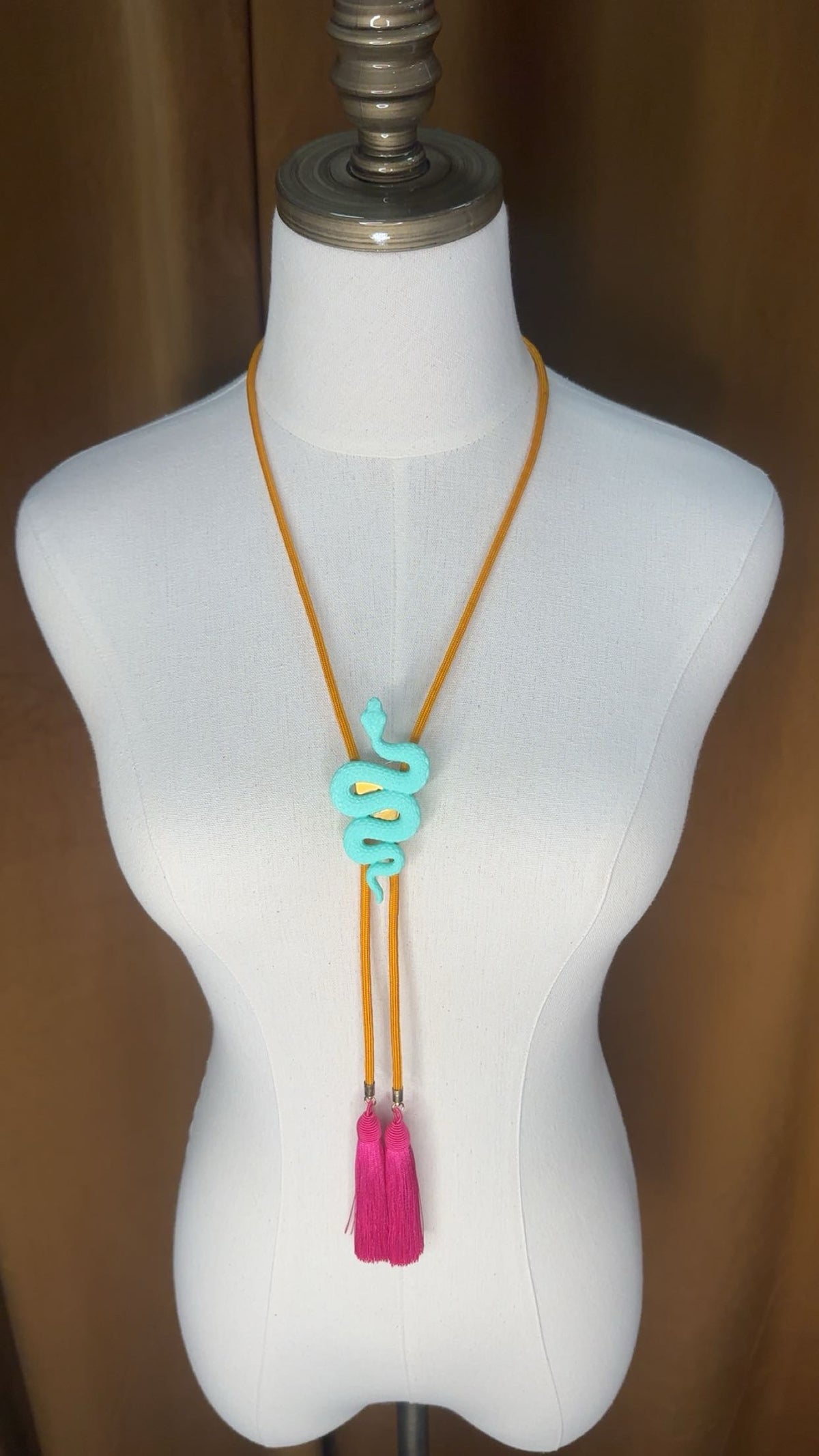 Snake Bolo Turquoise with Golden Yellow & Fuchsia
