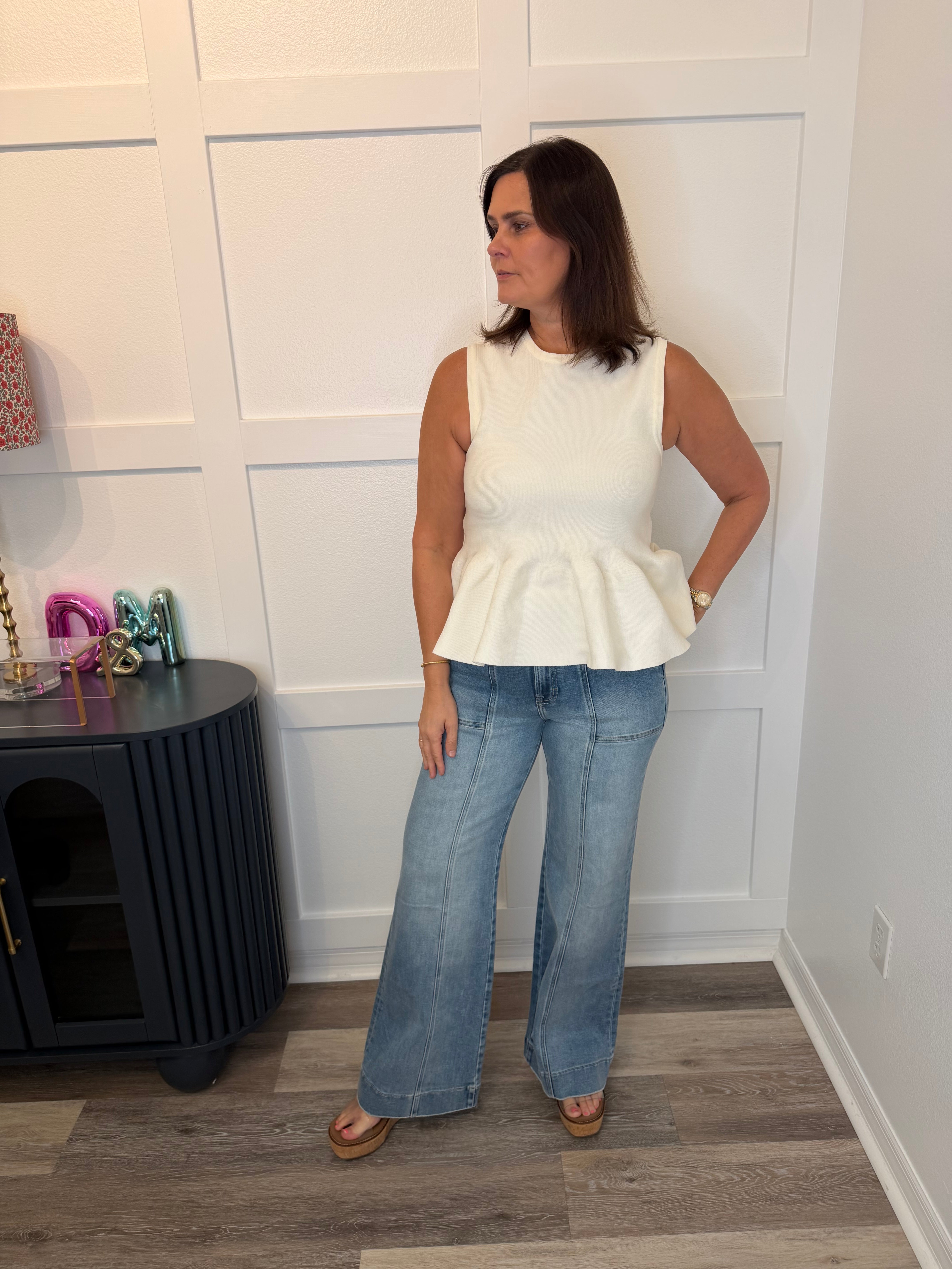 Cream Ruffle Top