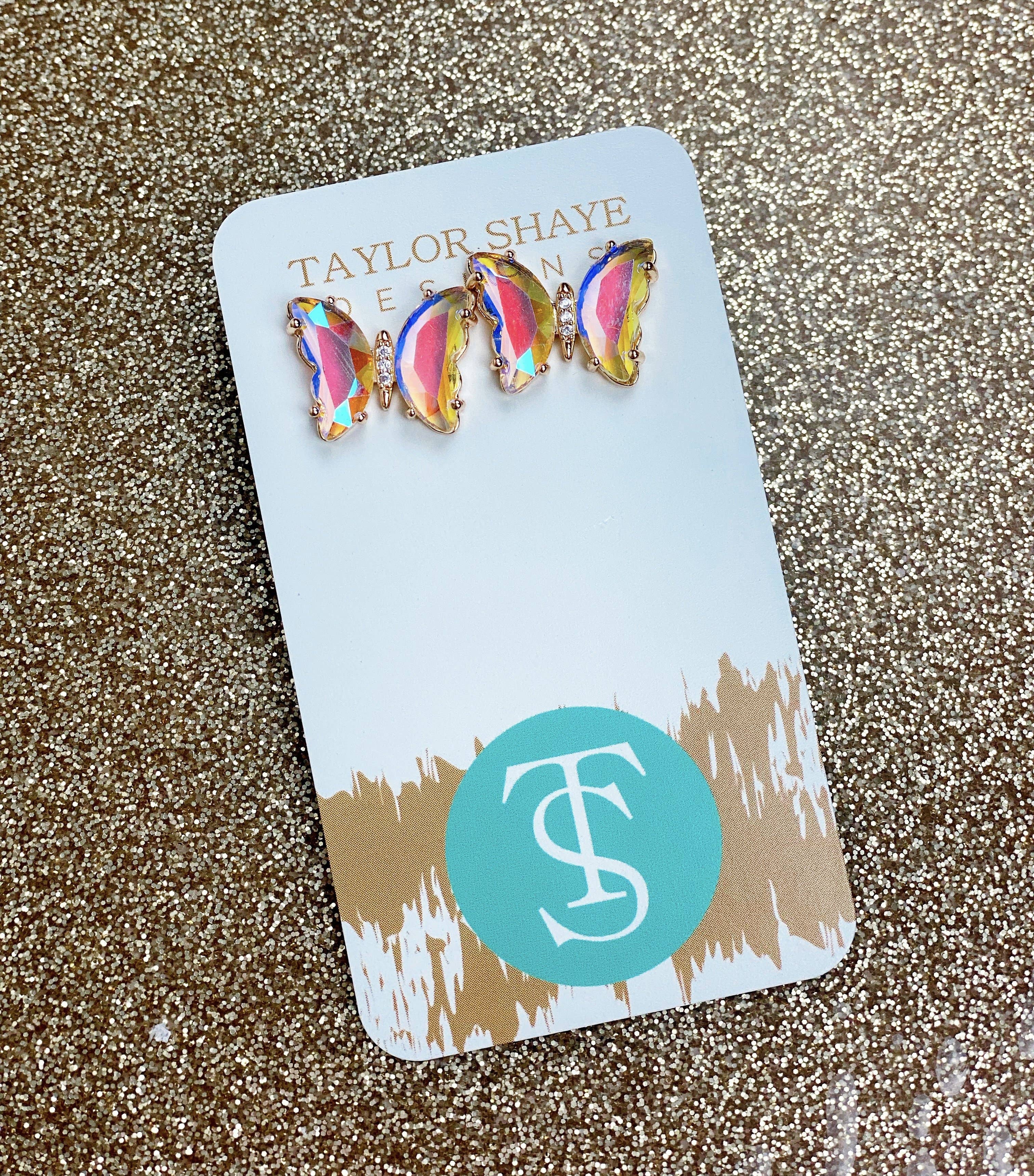 Colorful Crystal Butterfly Studs