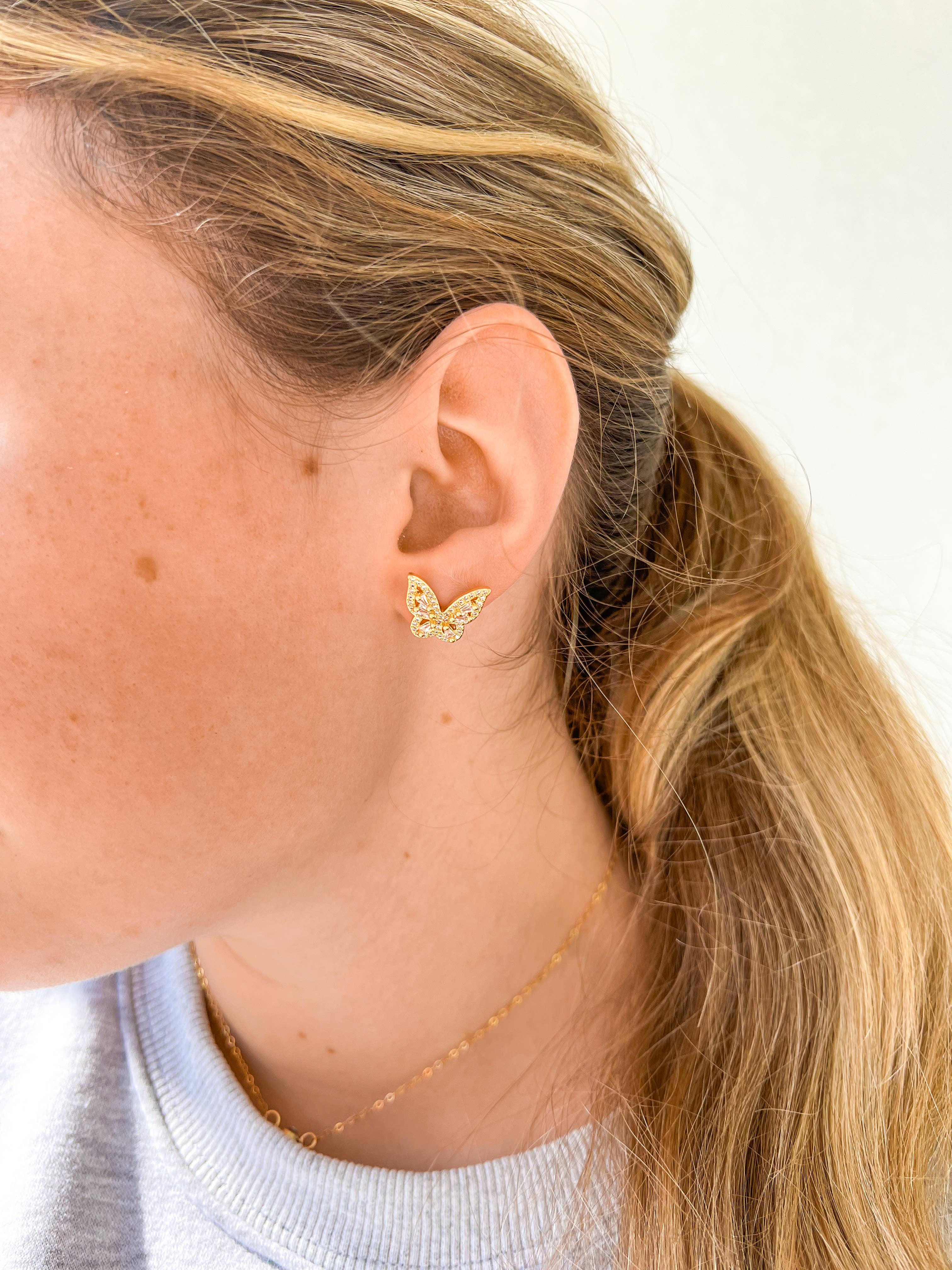 Crystal Butterfly Studs