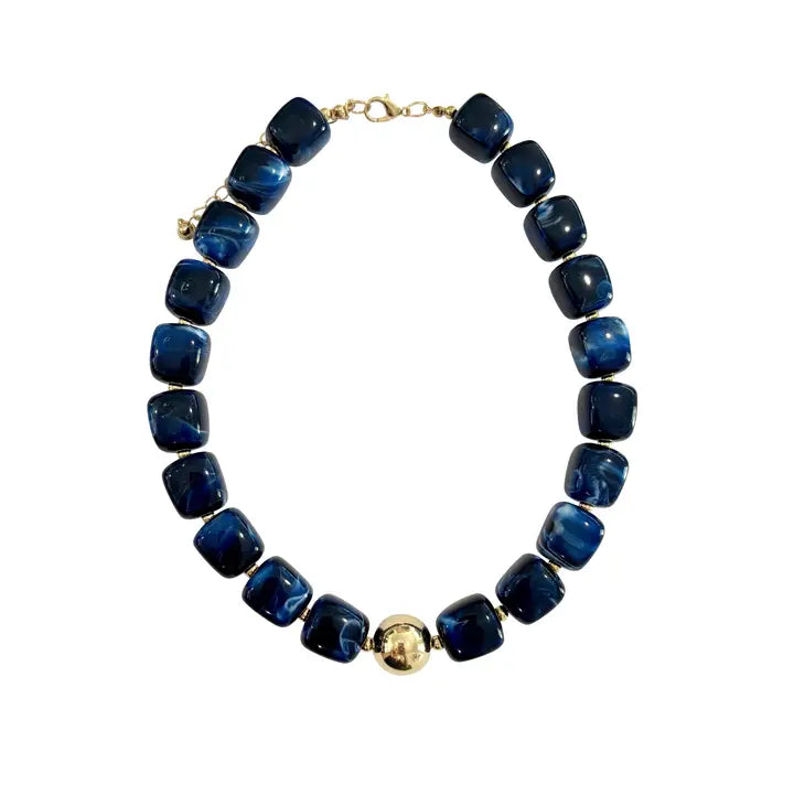 Massey Chunky Beaded Necklace Navy