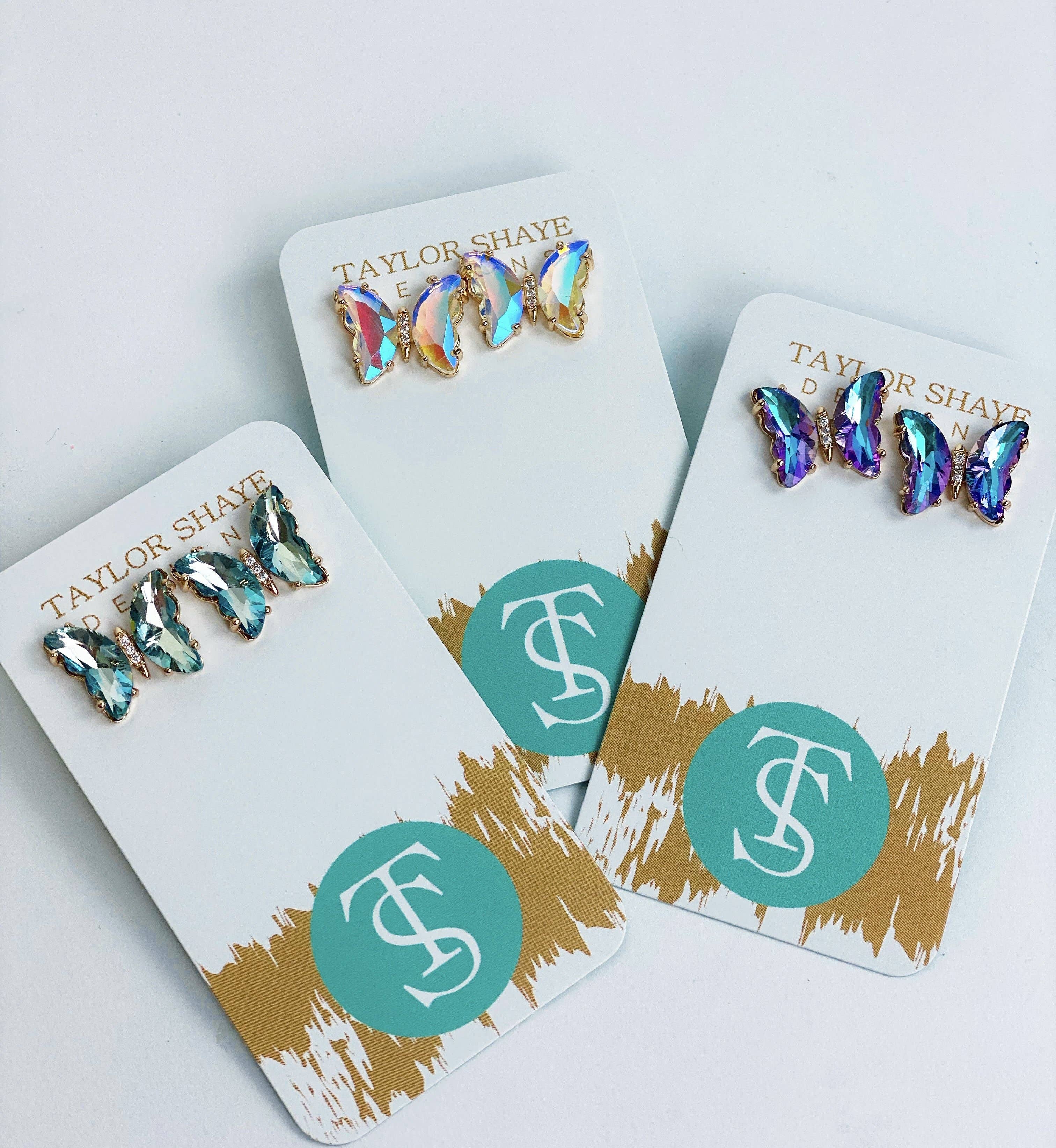 Colorful Crystal Butterfly Studs