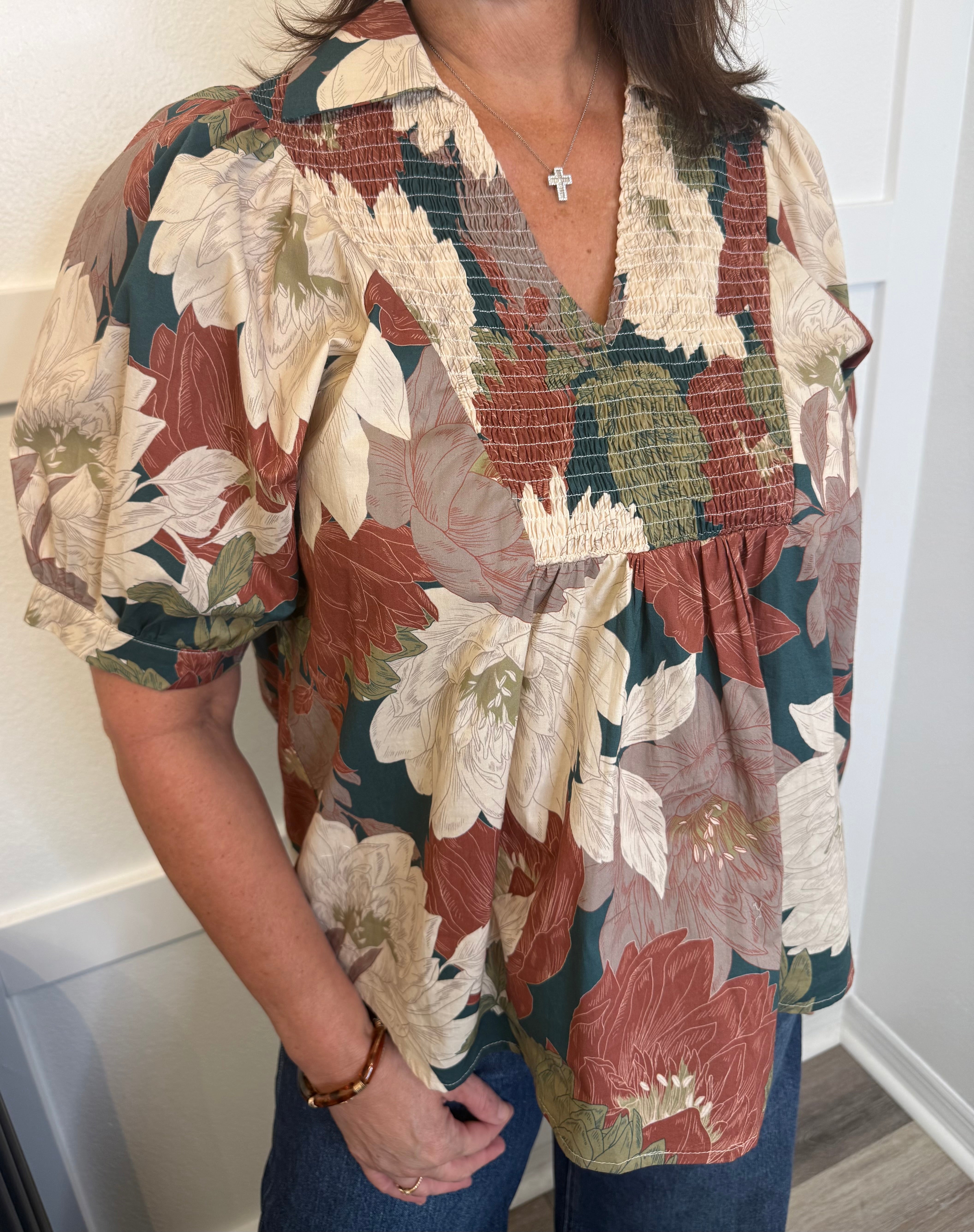 Autumn Smocked Top