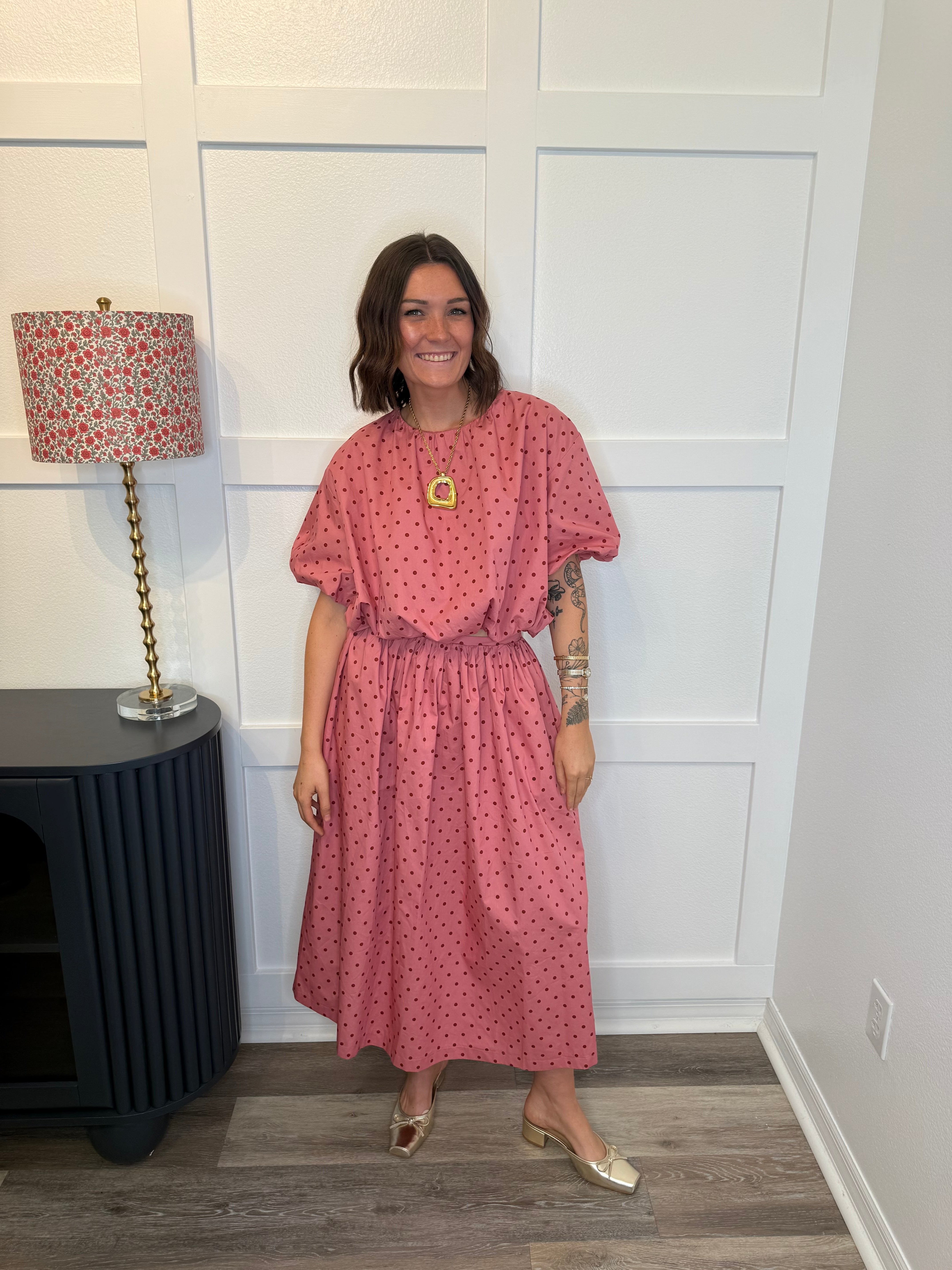 Polka Dot Maxi Set Pink