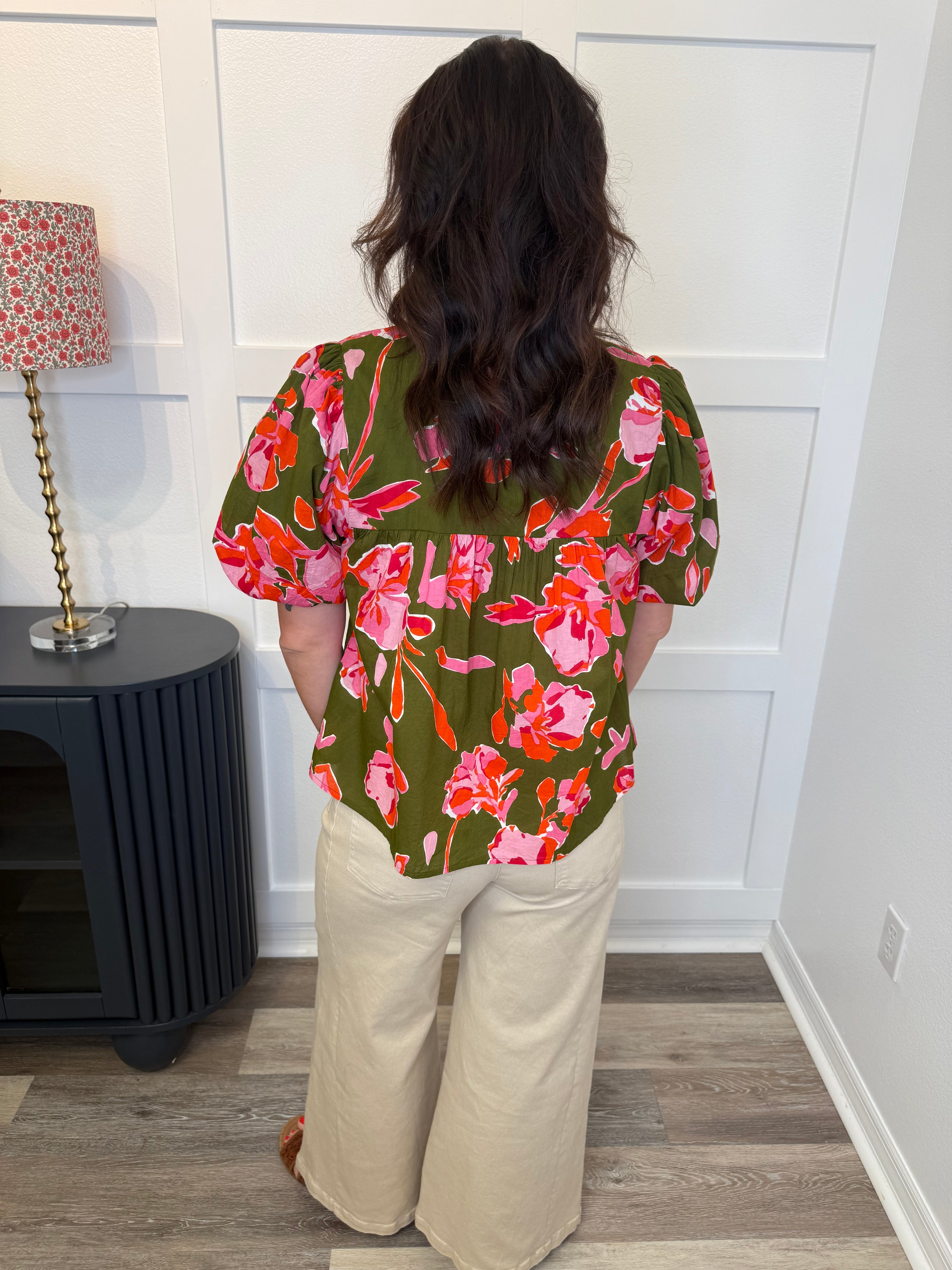 THML Olive Floral Topo