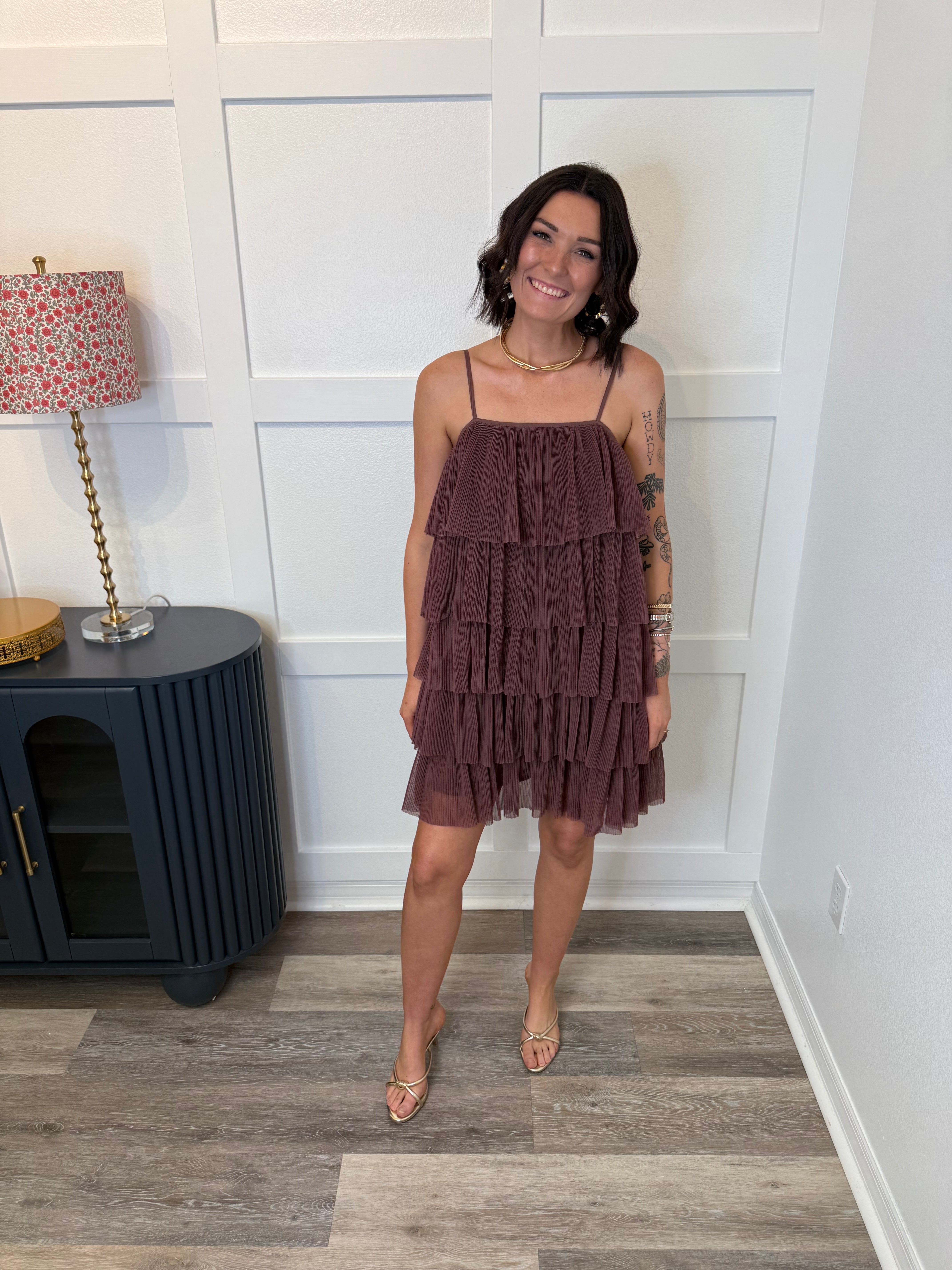 Red Bean Ruffle Dress