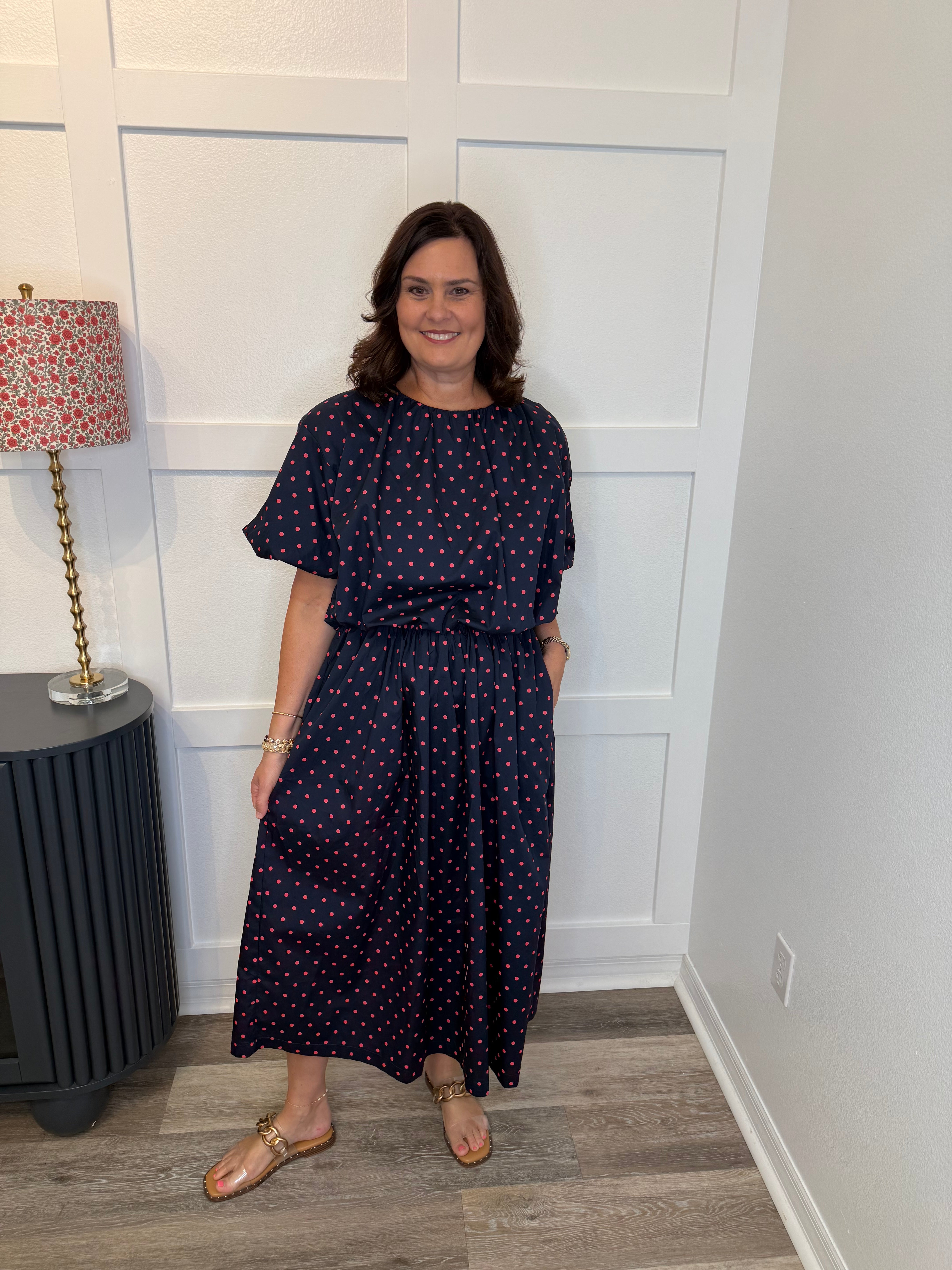 Polka Dot Maxi Set Navy
