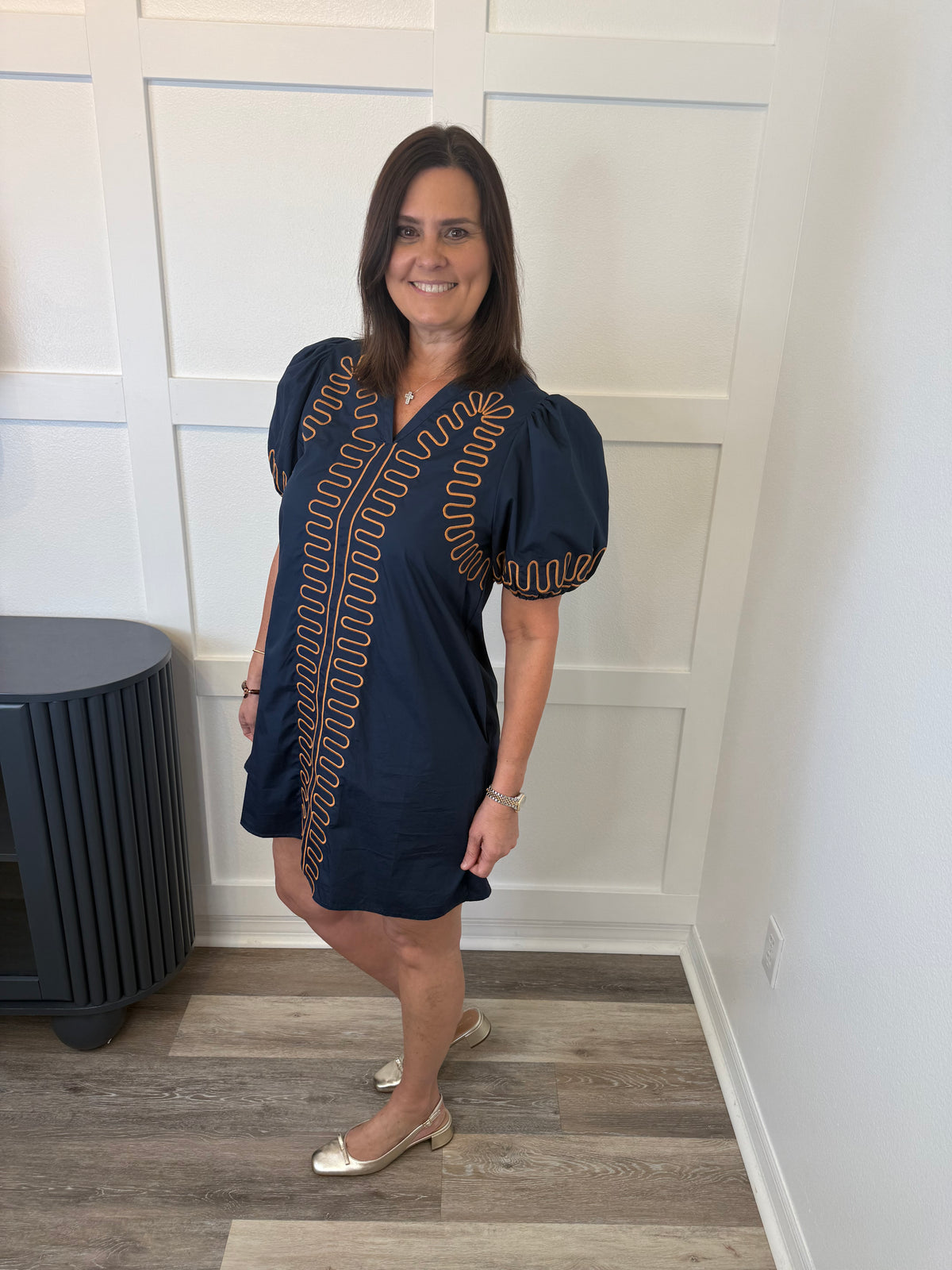 Orange & Navy Statement Dress