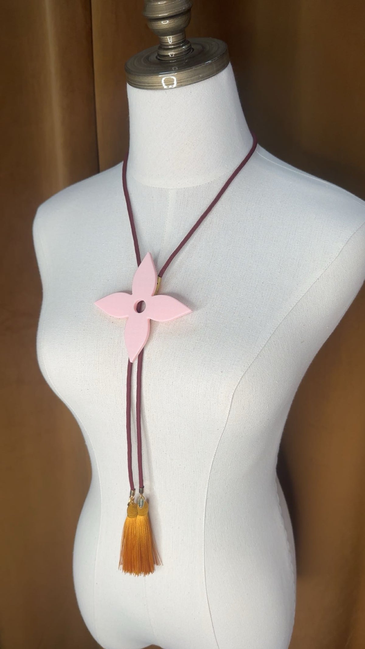 Ace of Diamonds Bolo Blush Pink with Maroon & Golden Yellow
