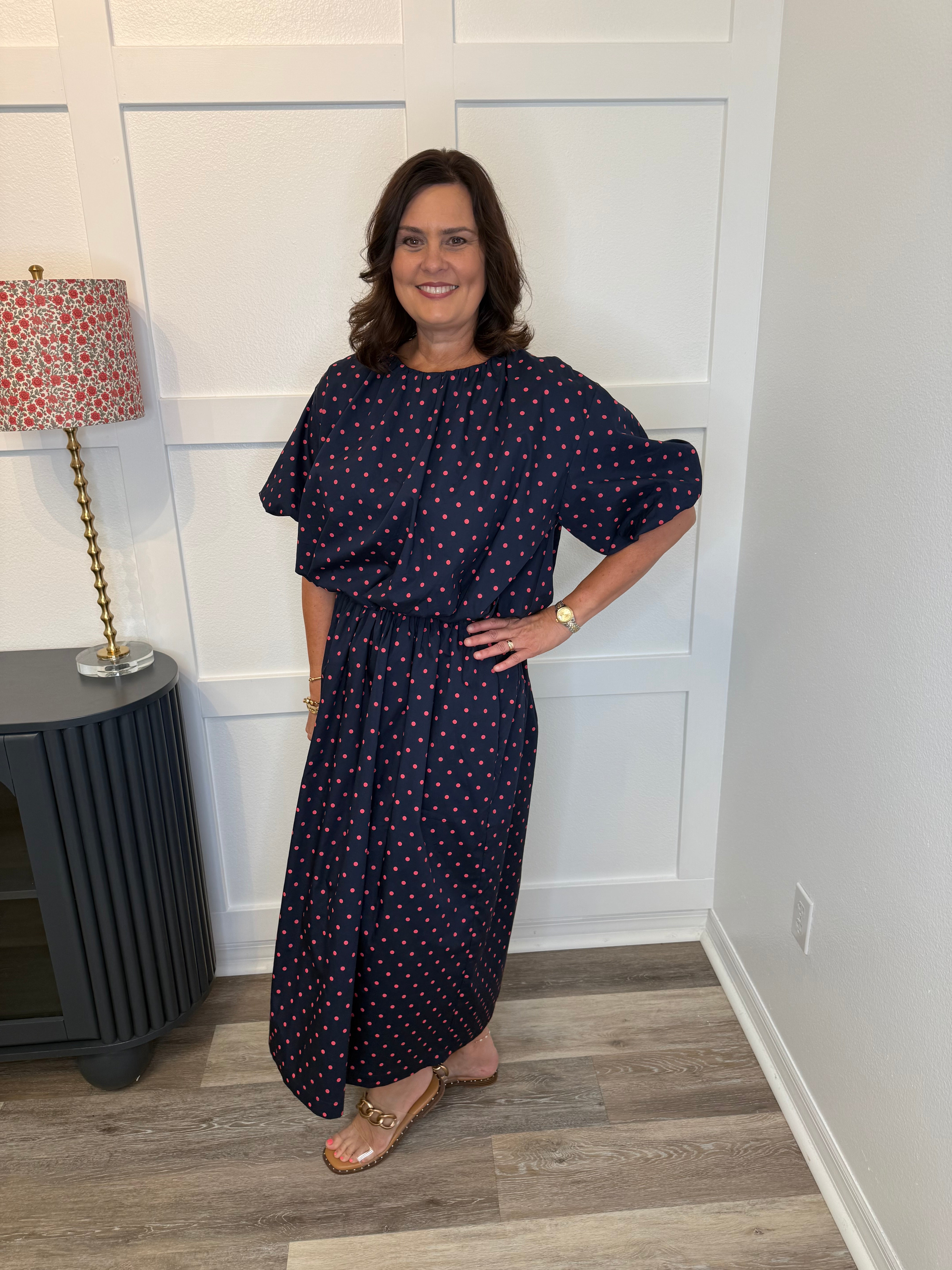 Polka Dot Maxi Set Navy