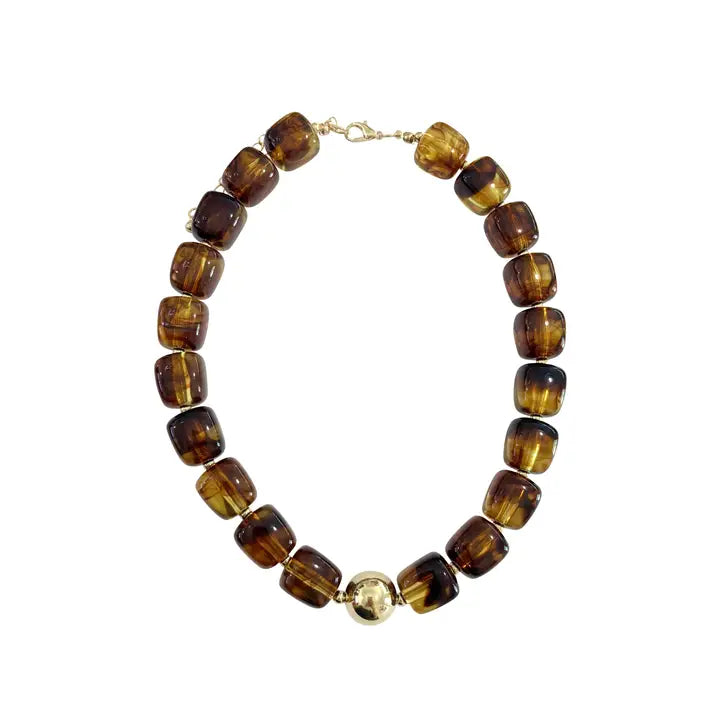 Massey Chunky Beaded Necklace Tortoise