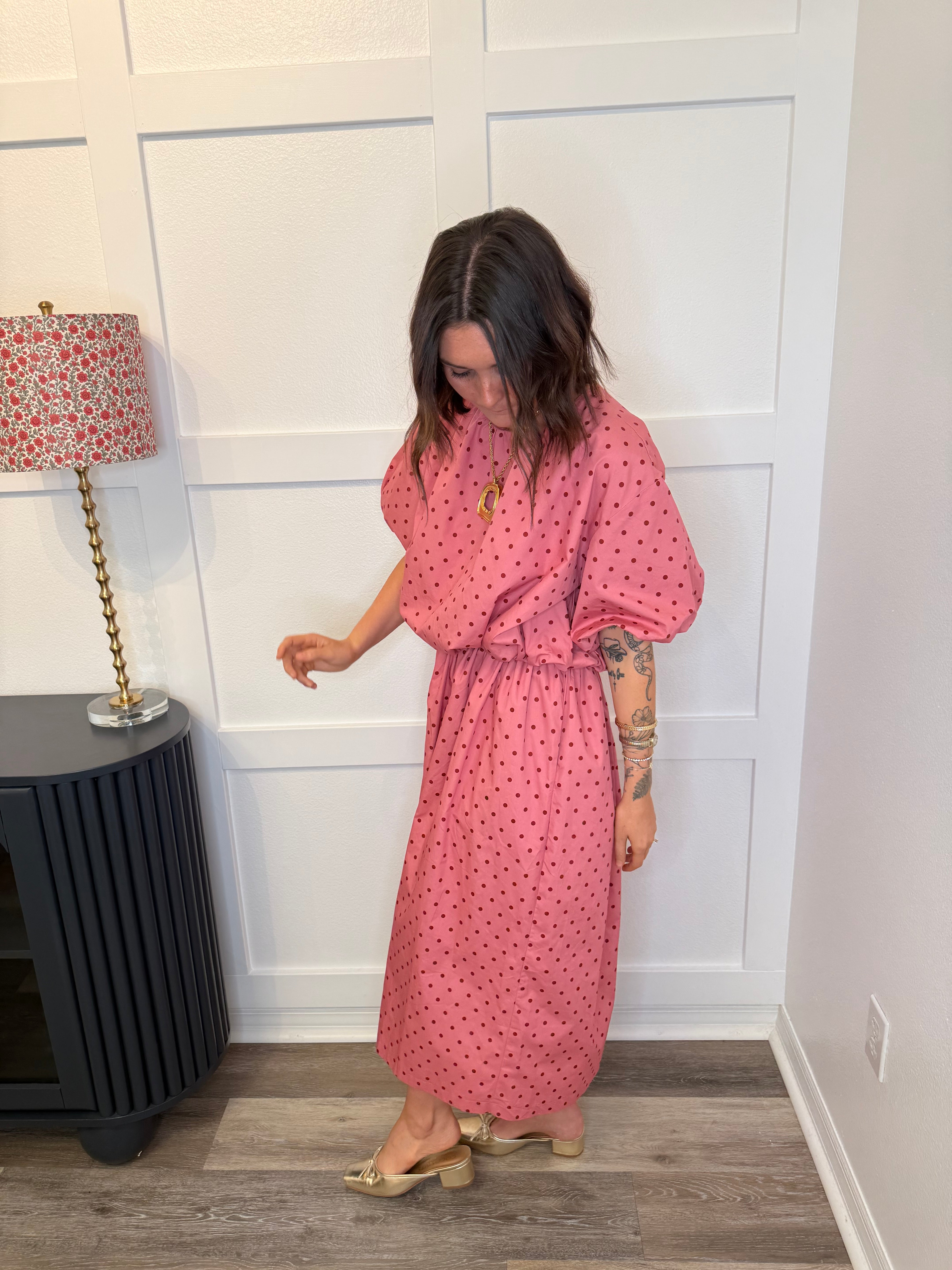 Polka Dot Maxi Set Pink