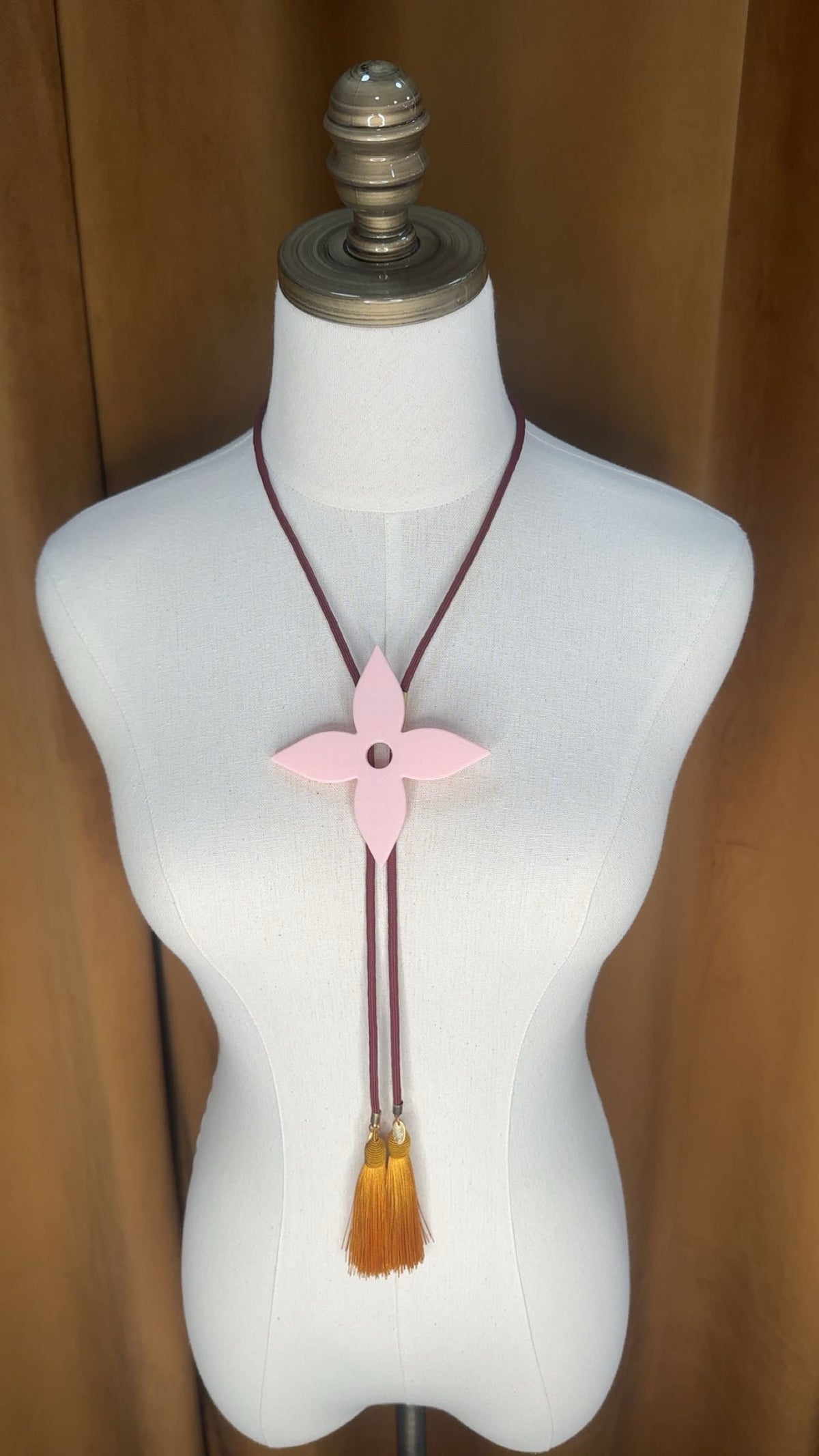 Ace of Diamonds Bolo Blush Pink with Maroon & Golden Yellow