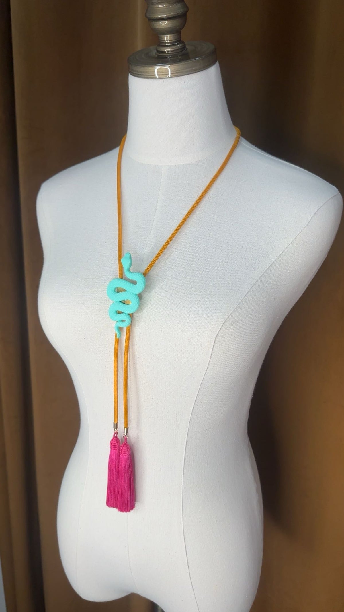 Snake Bolo Turquoise with Golden Yellow & Fuchsia