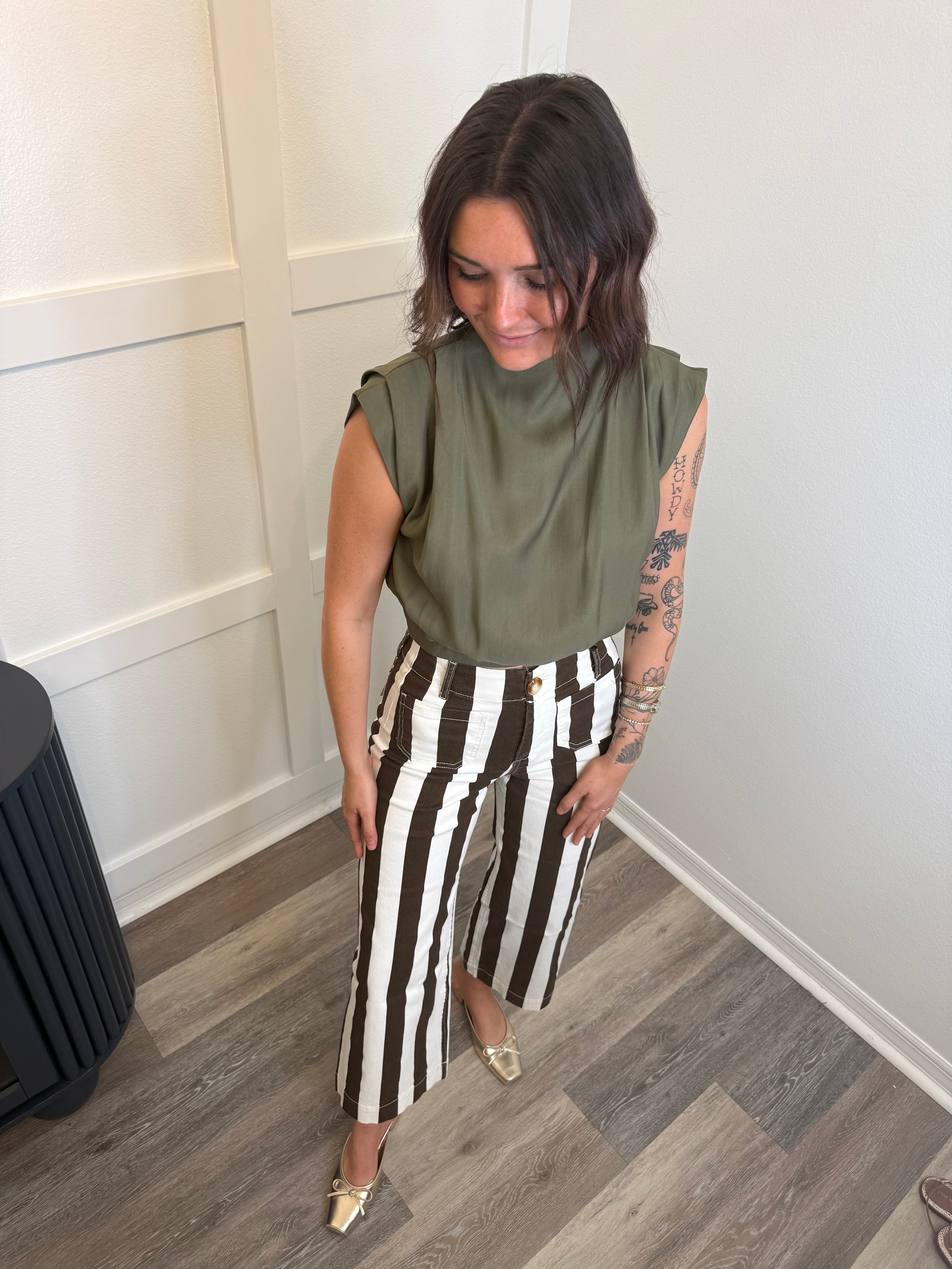 Pleated High Neck Top