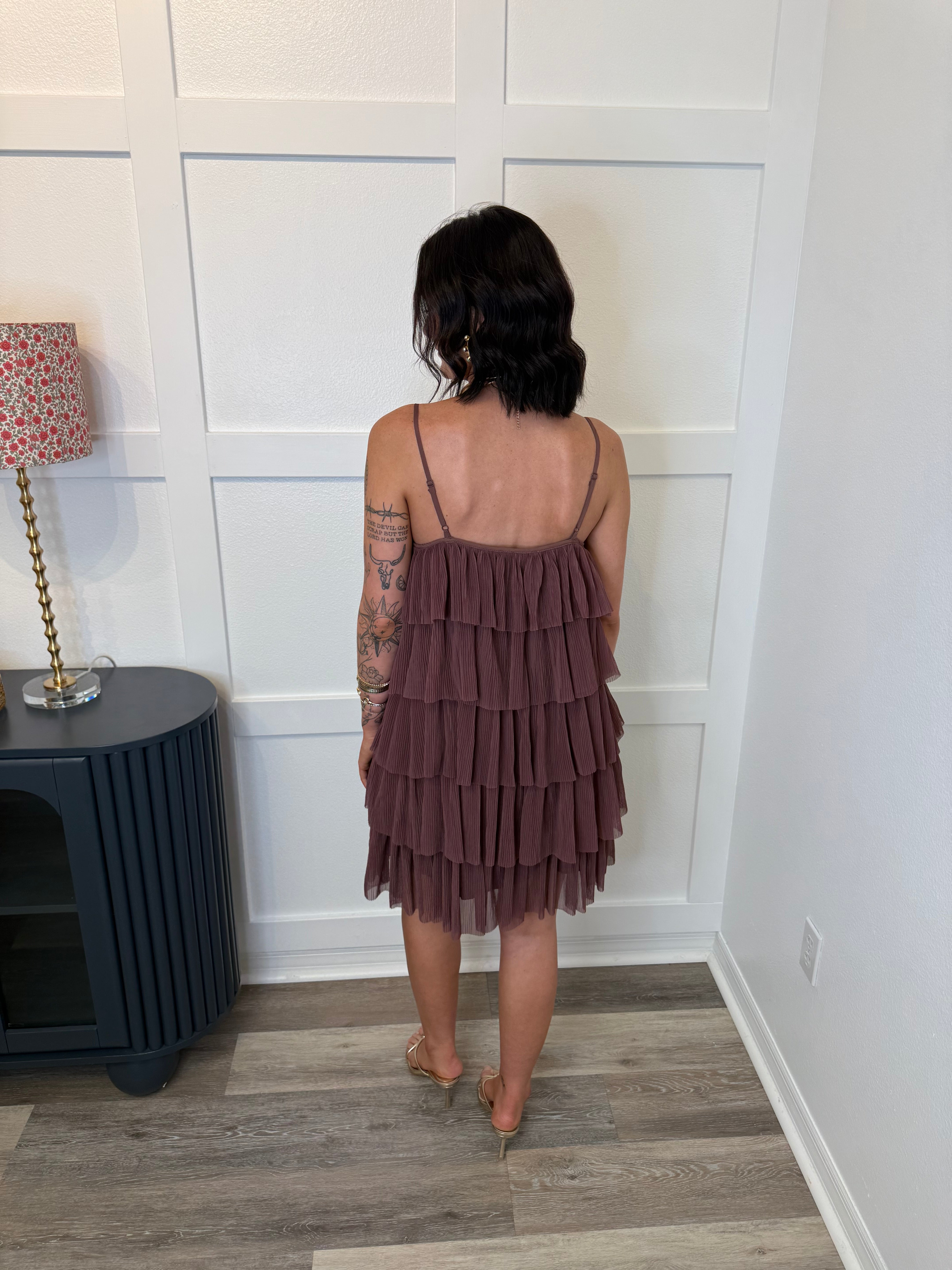 Red Bean Ruffle Dress
