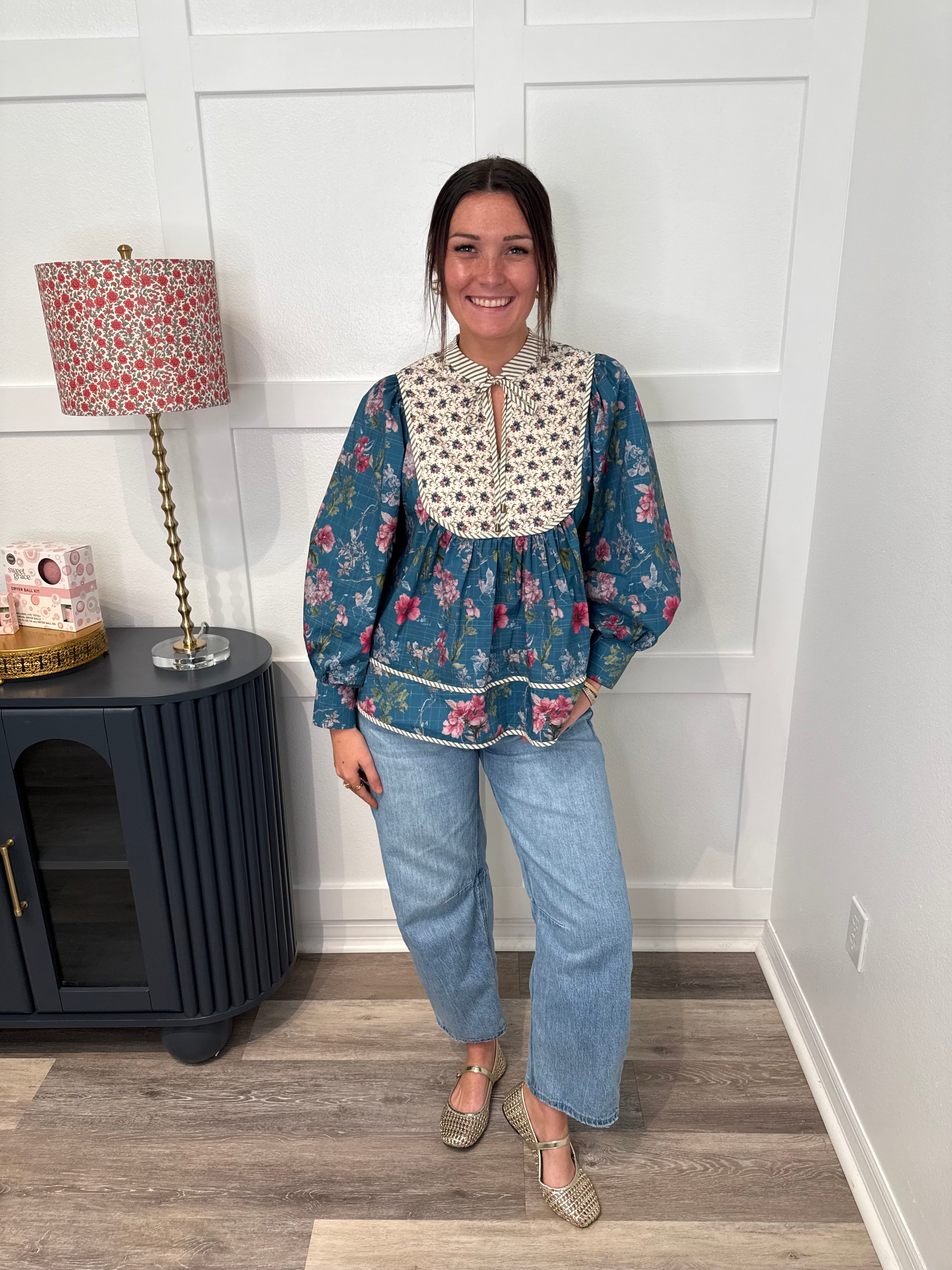 Teal Grace Floral Top