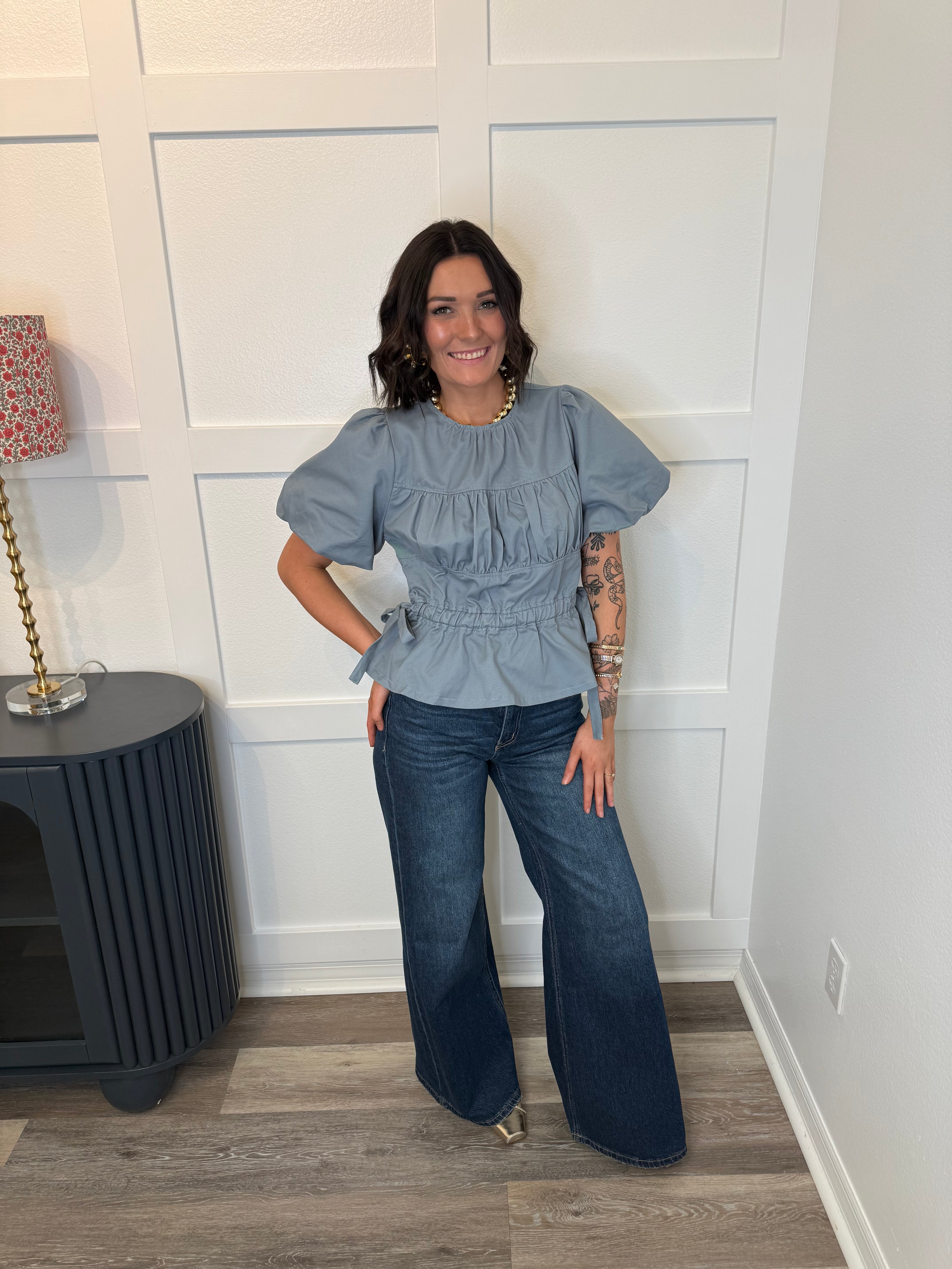 Blue Belle Tie Waist Top