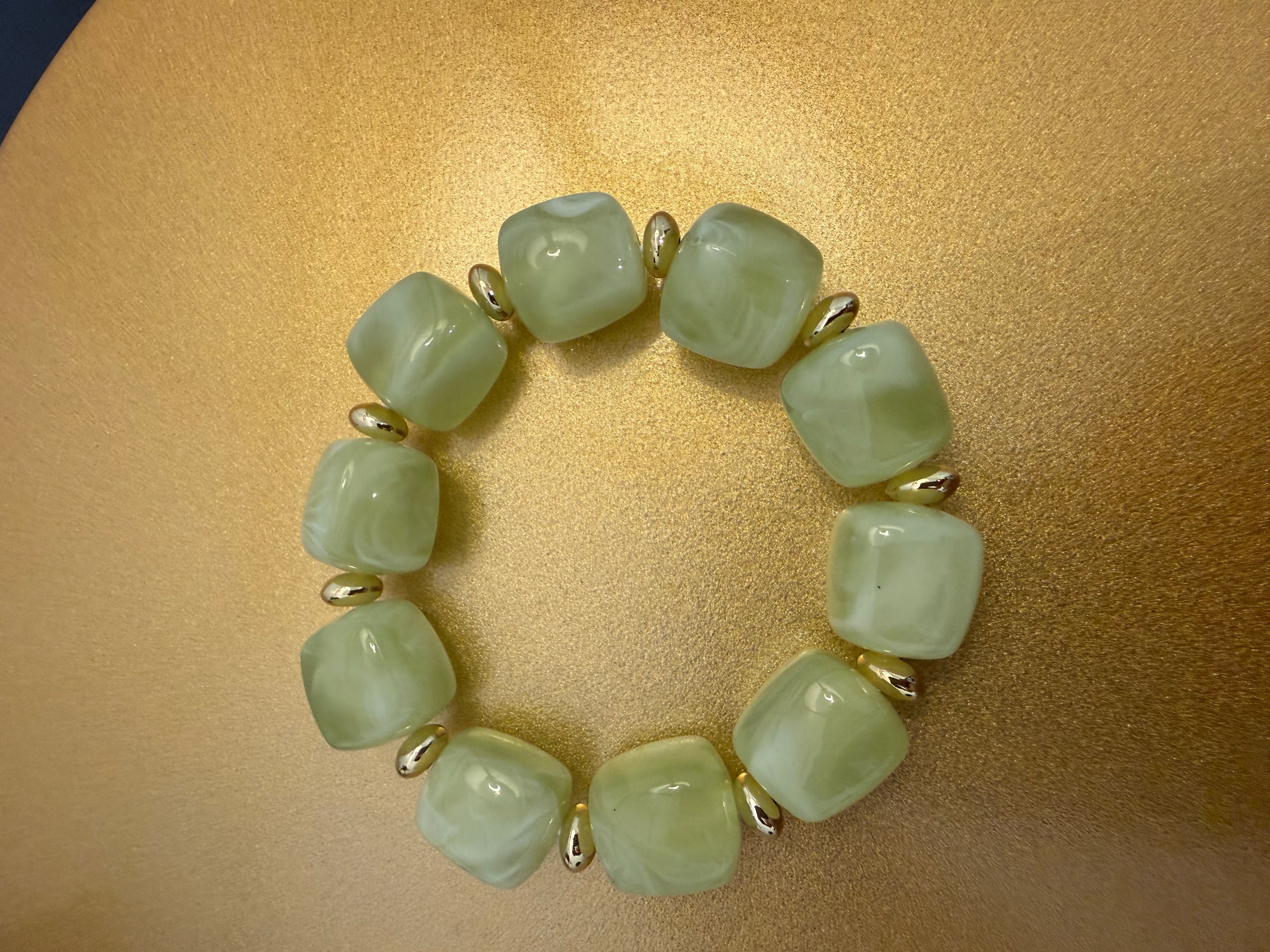 Chunky Beaded Bracelet Lemon Lime