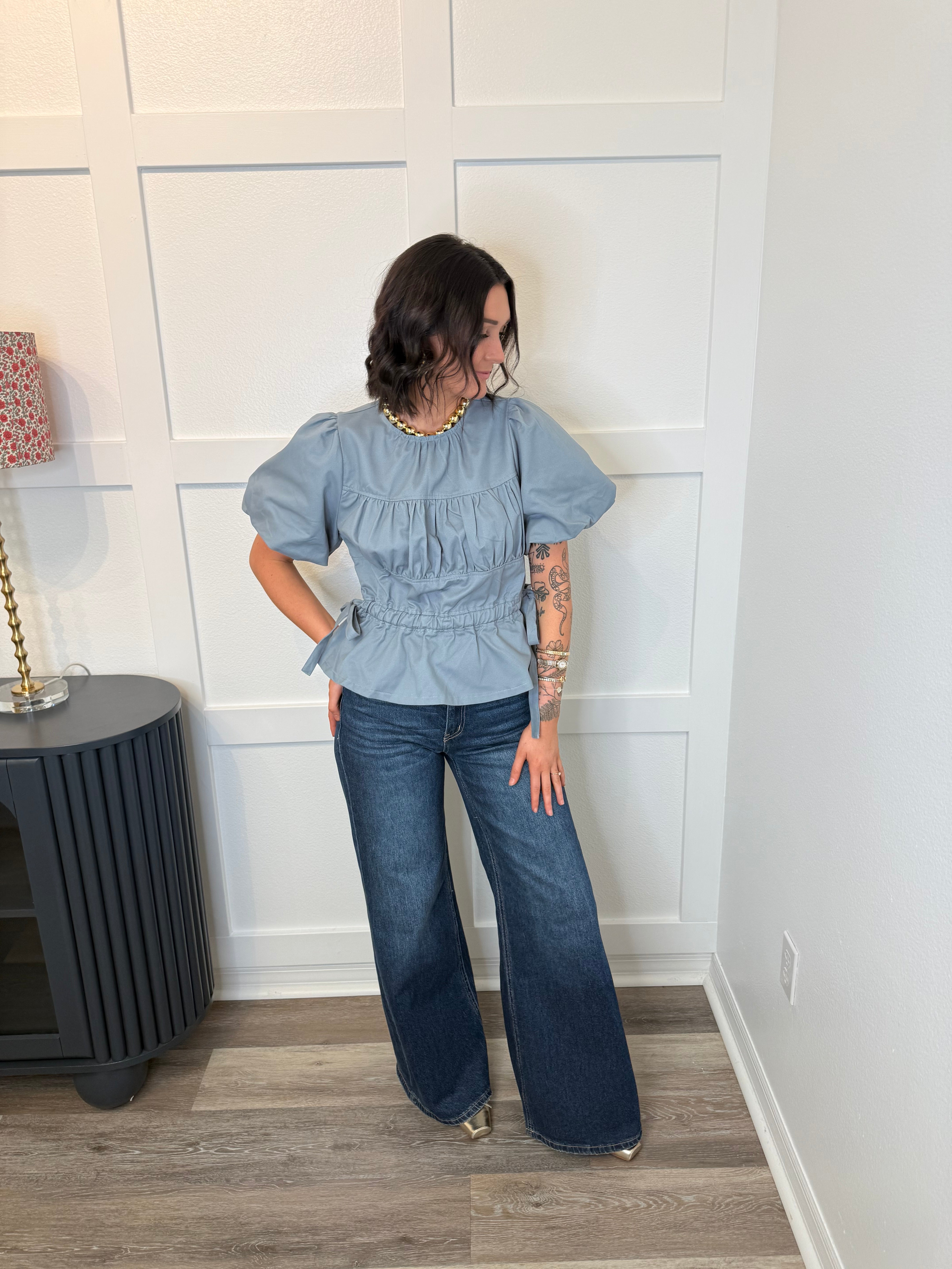 Blue Belle Tie Waist Top