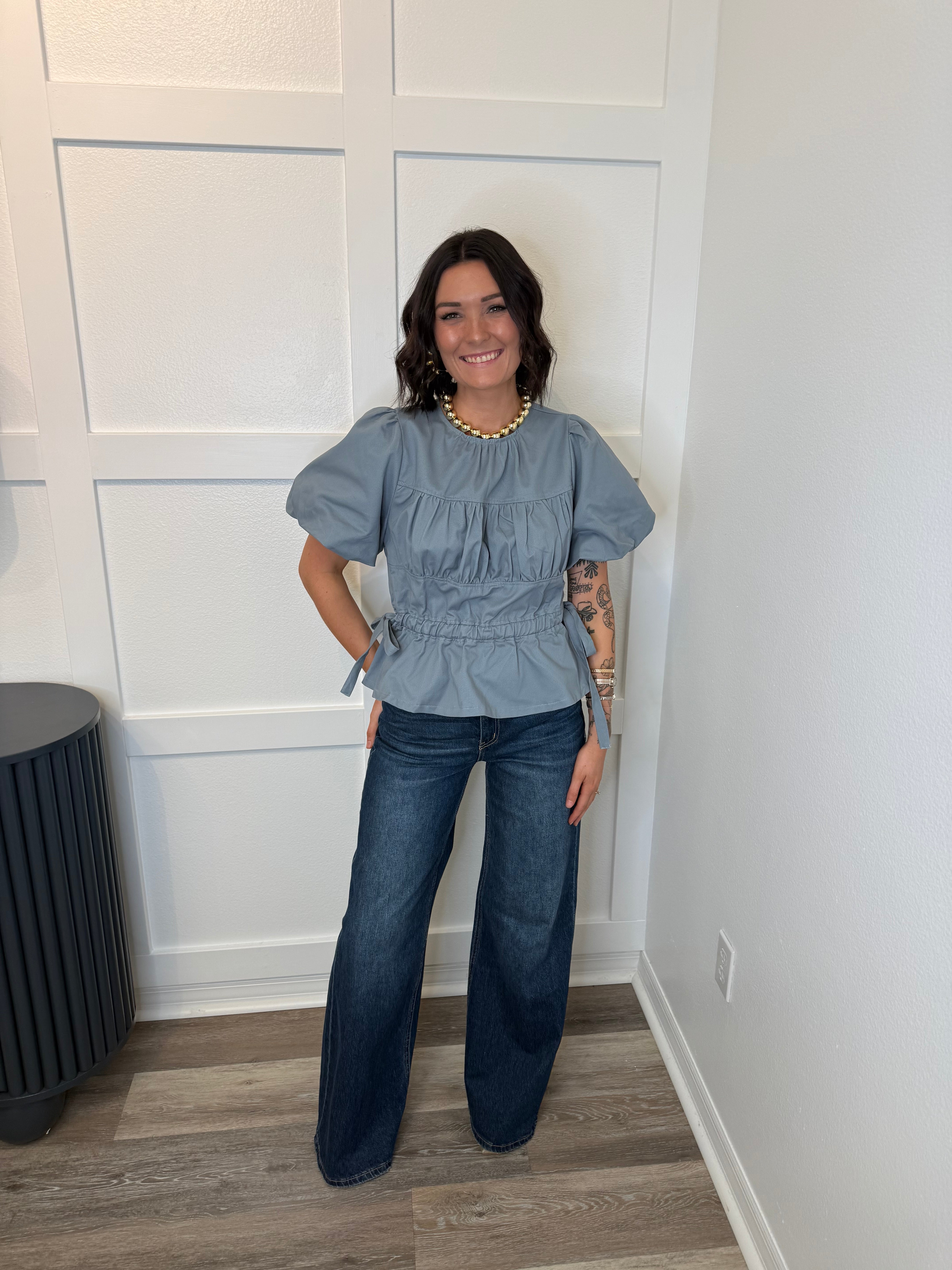 Blue Belle Tie Waist Top