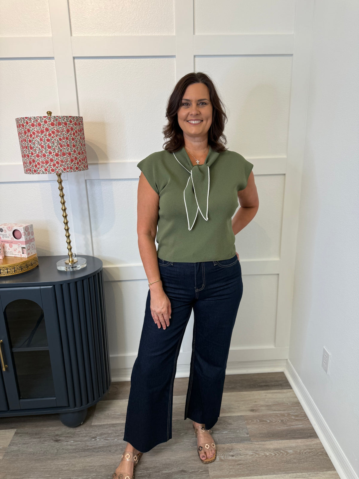 Sleeveless Knit Tie Top