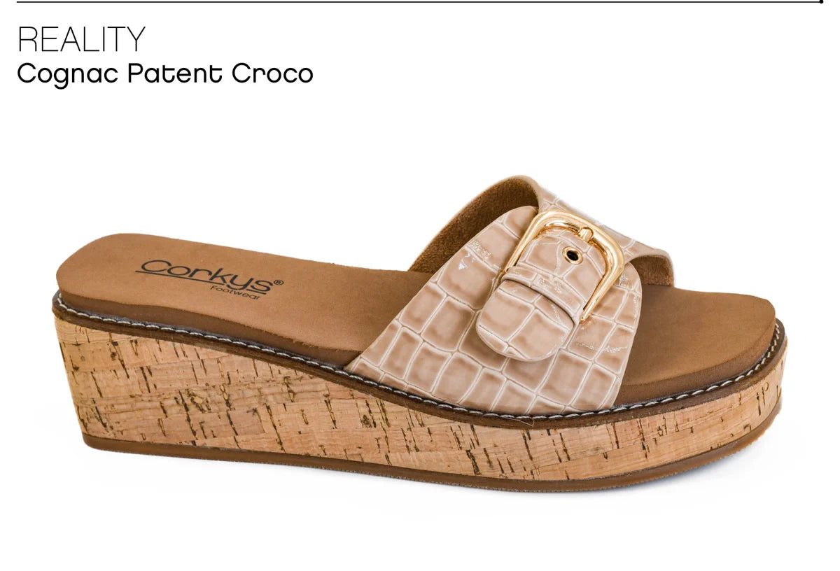 Reality Croco Patent Sandal